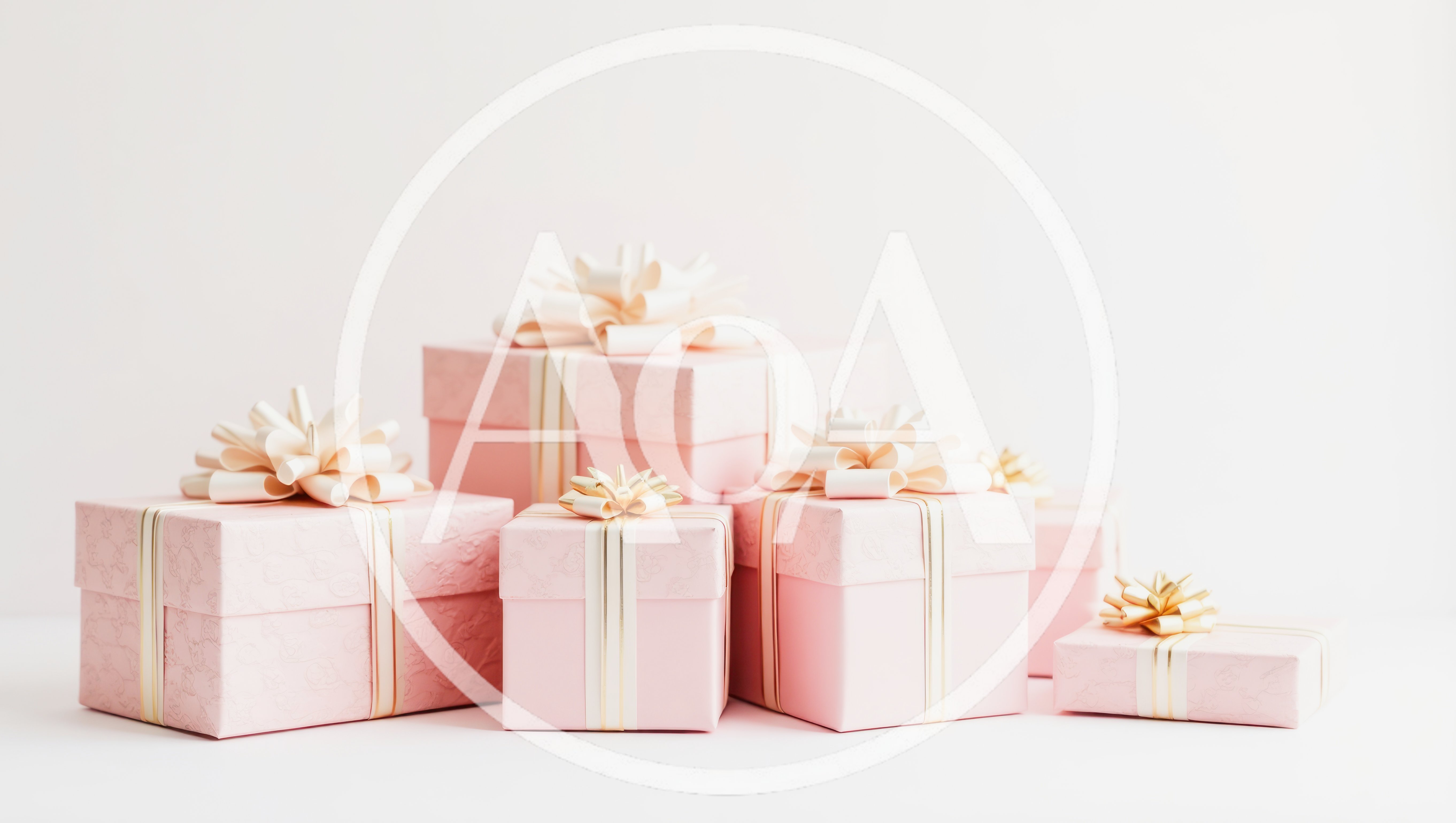 Group Of Pink Gift Boxes With Ribbons