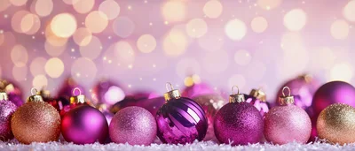 Christmas Ornaments Arranged On A Snowy Surface