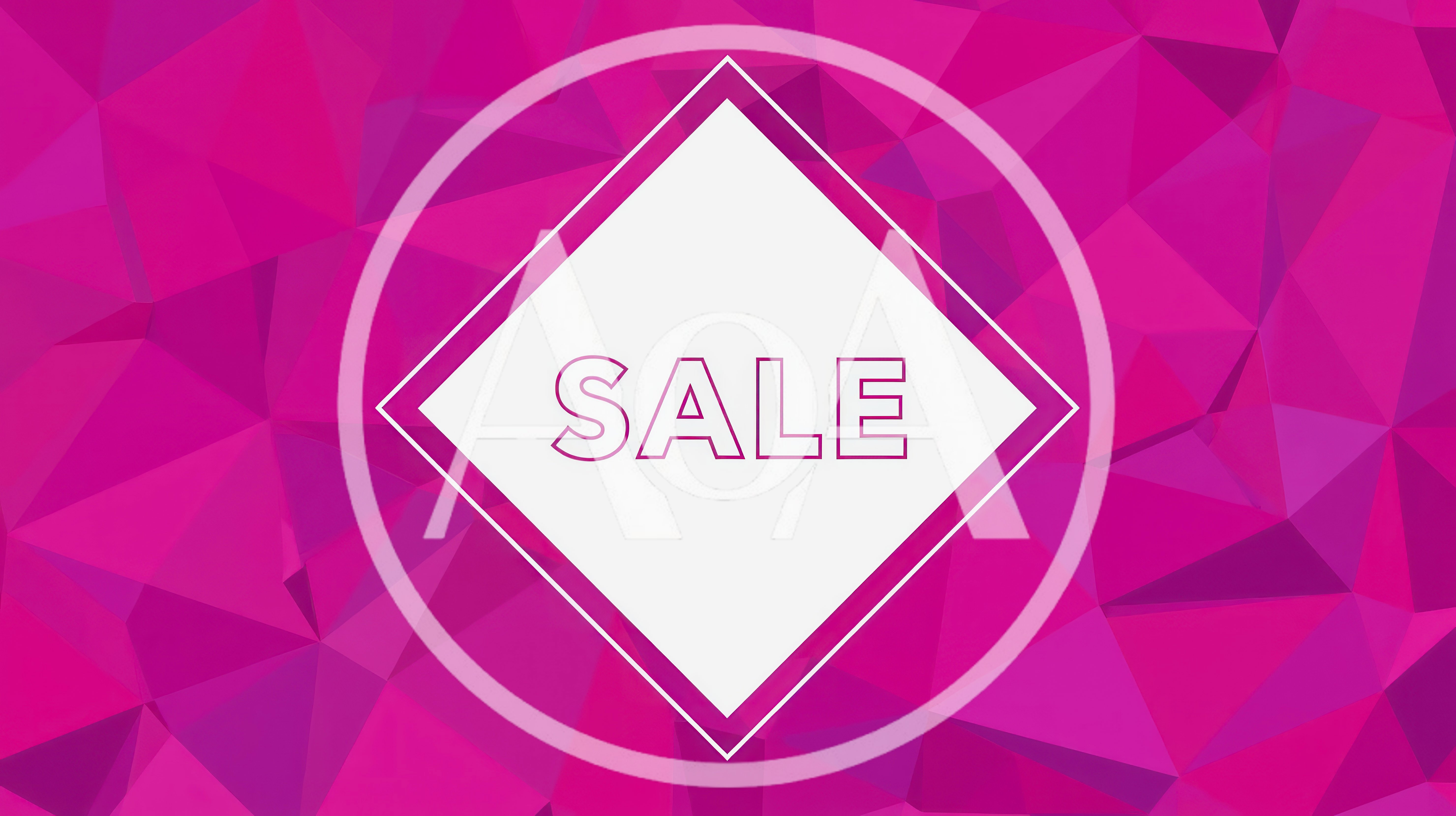 Pink Geometric Low Poly Background With Sale Text