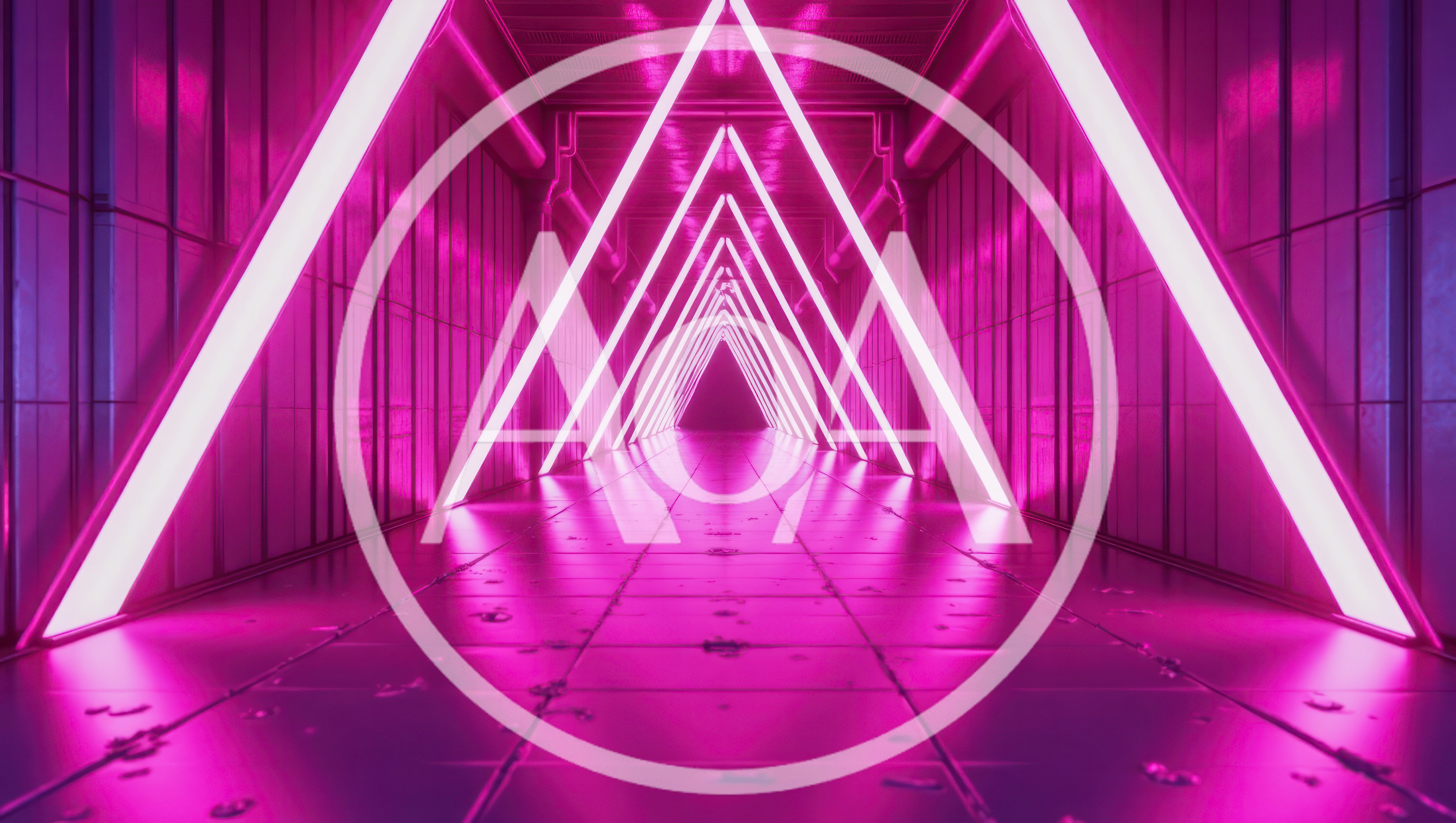 Futuristic Neon Triangle Tunnel Corridor