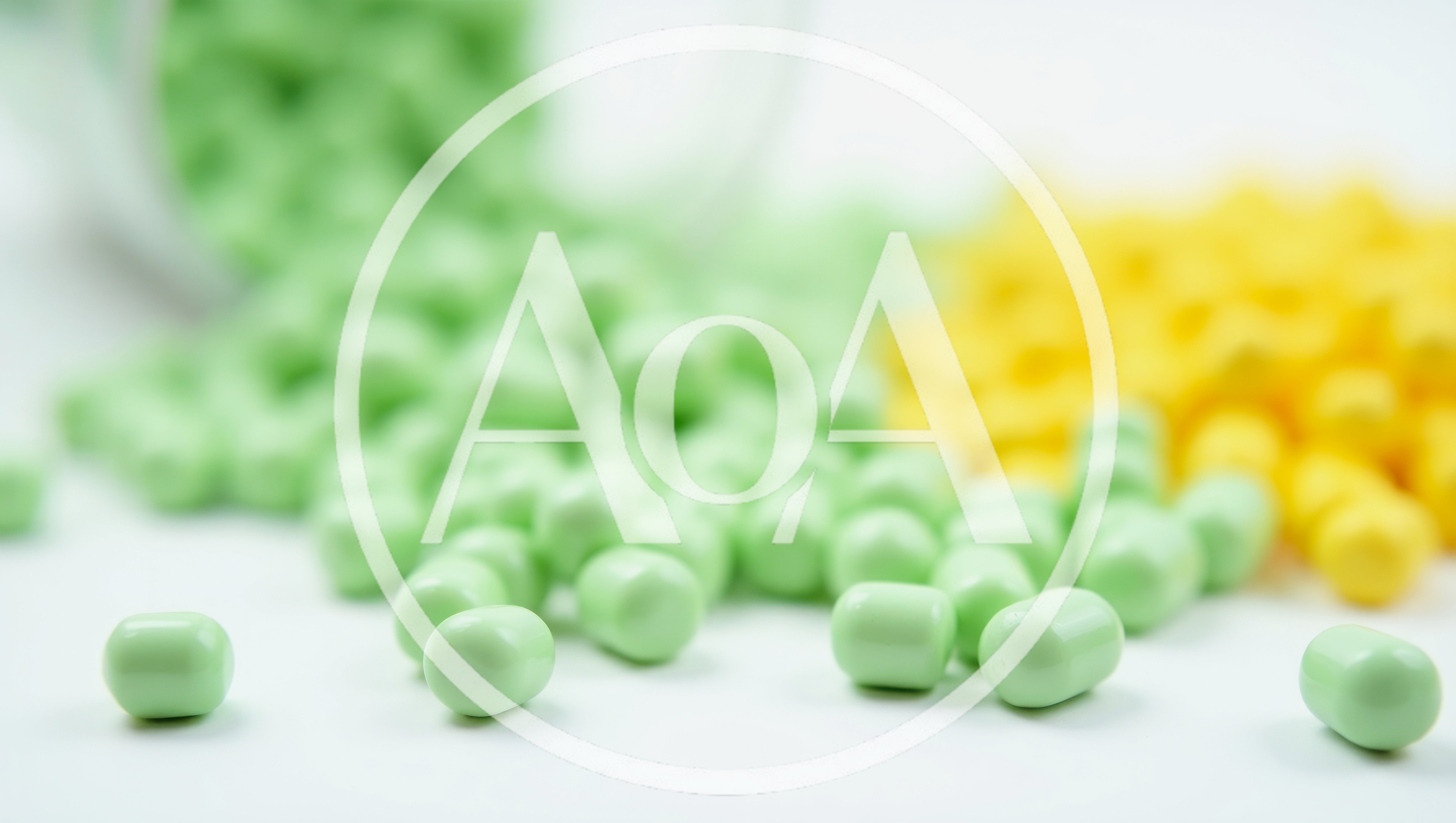 Green And Yellow Pills Spilled From A Bottle