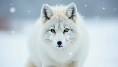 Arctic Fox Portrait in Snowy Winter Landscape
