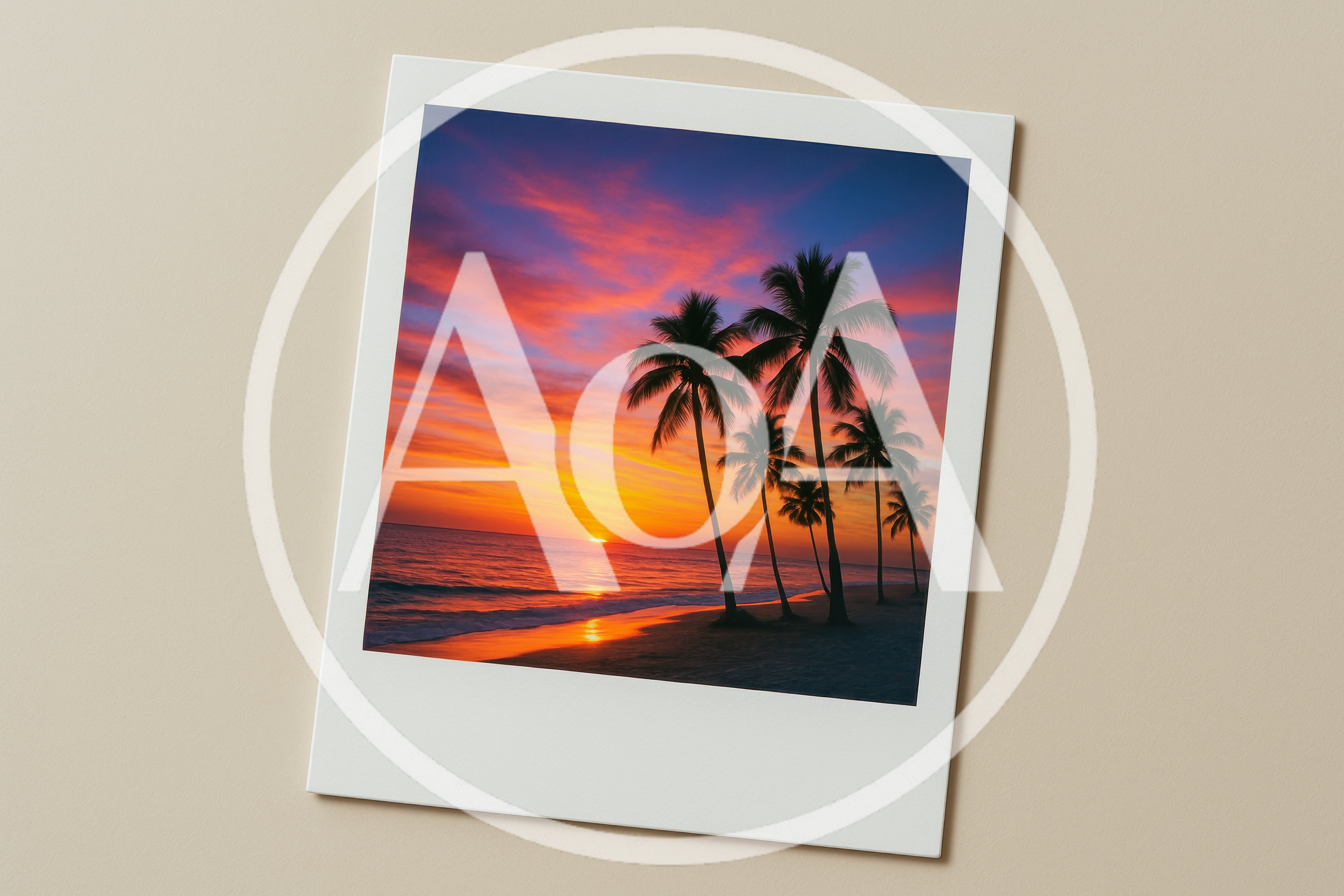 Polaroid Print Of A Tropical Beach Sunset