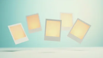 Floating Blank Polaroid Frames On Pastel Background