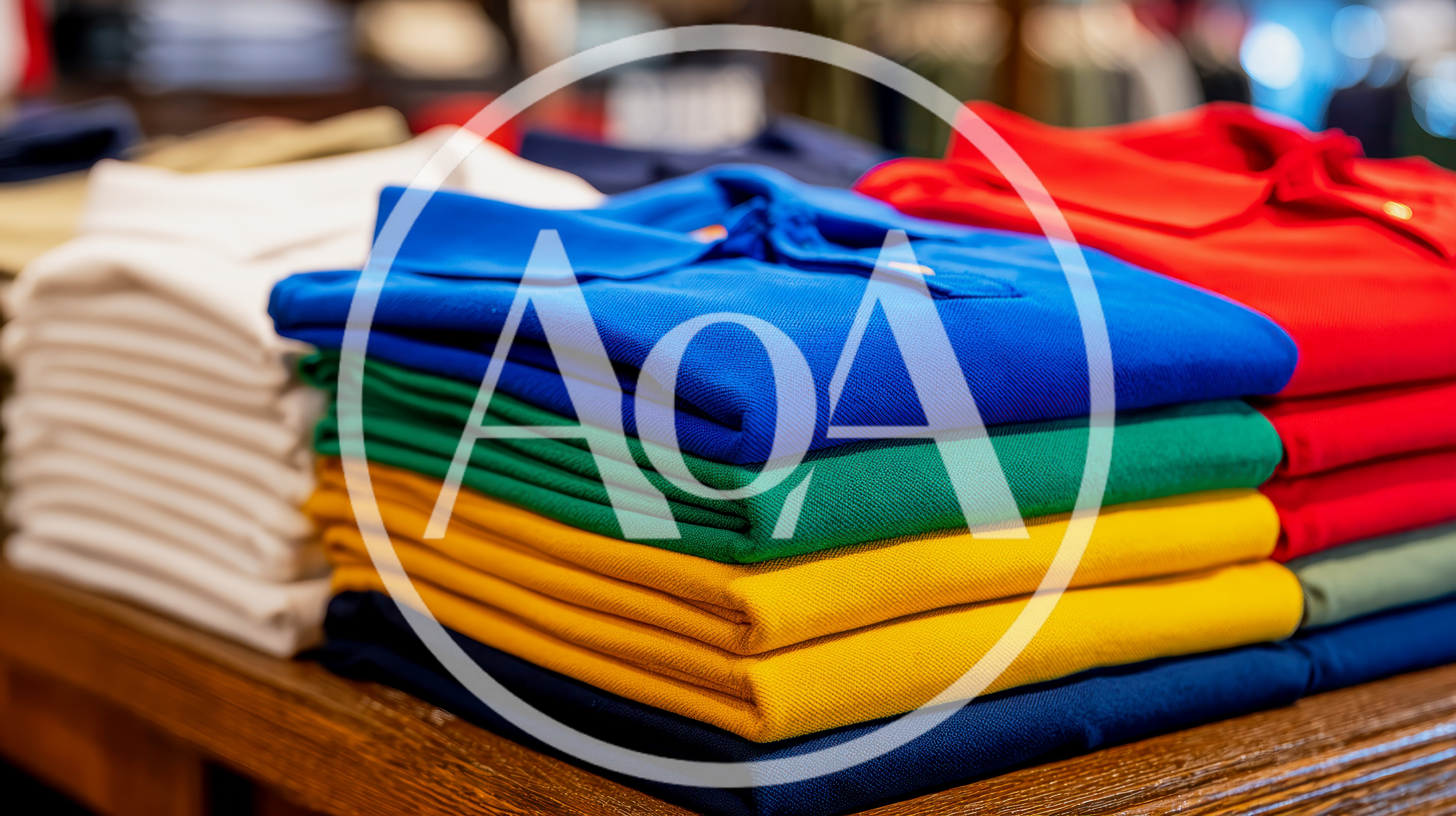 Stacks Of Folded Colorful Polo Shirts On Display