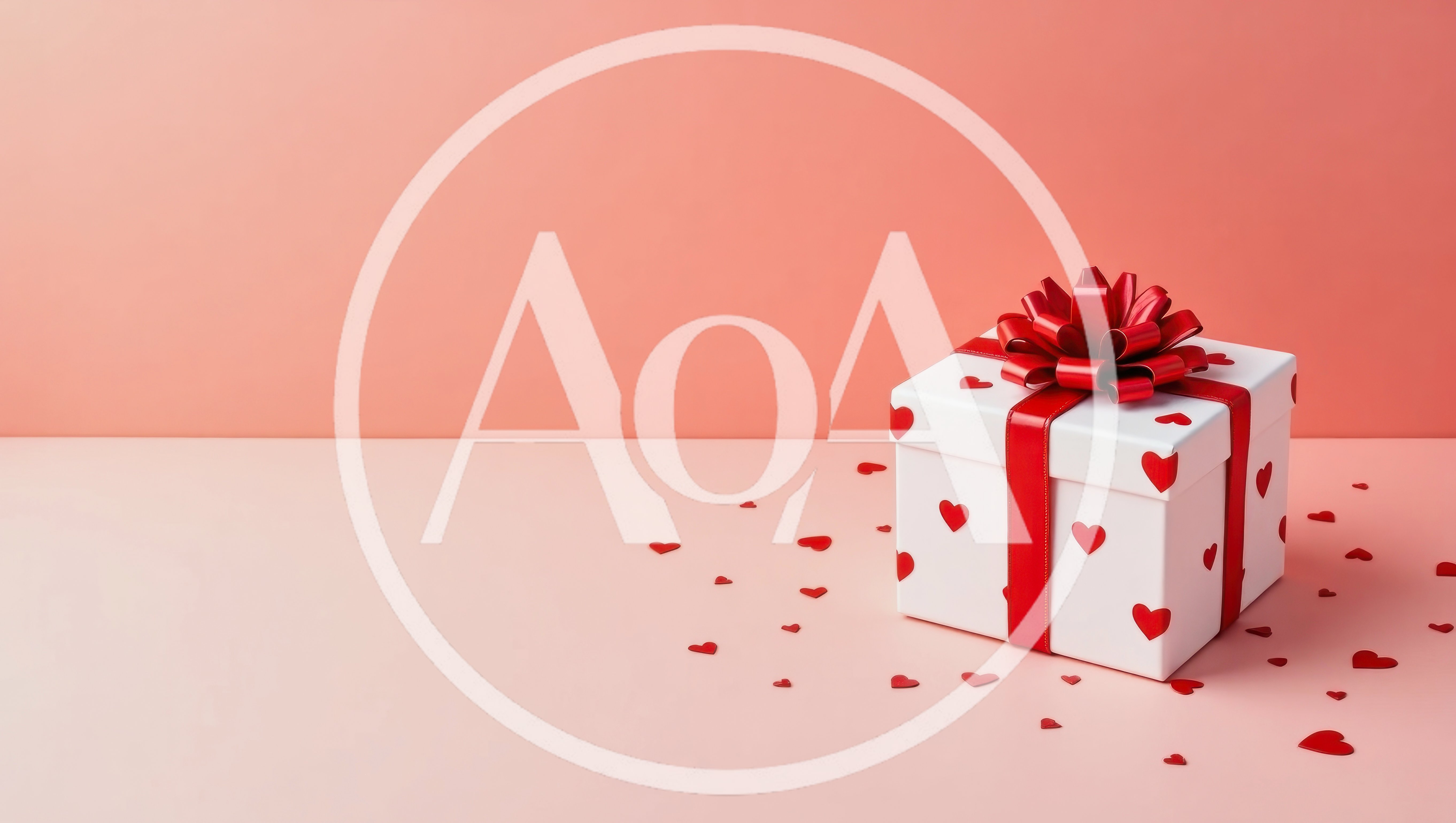 White Gift Box With Red Hearts And Ribbon