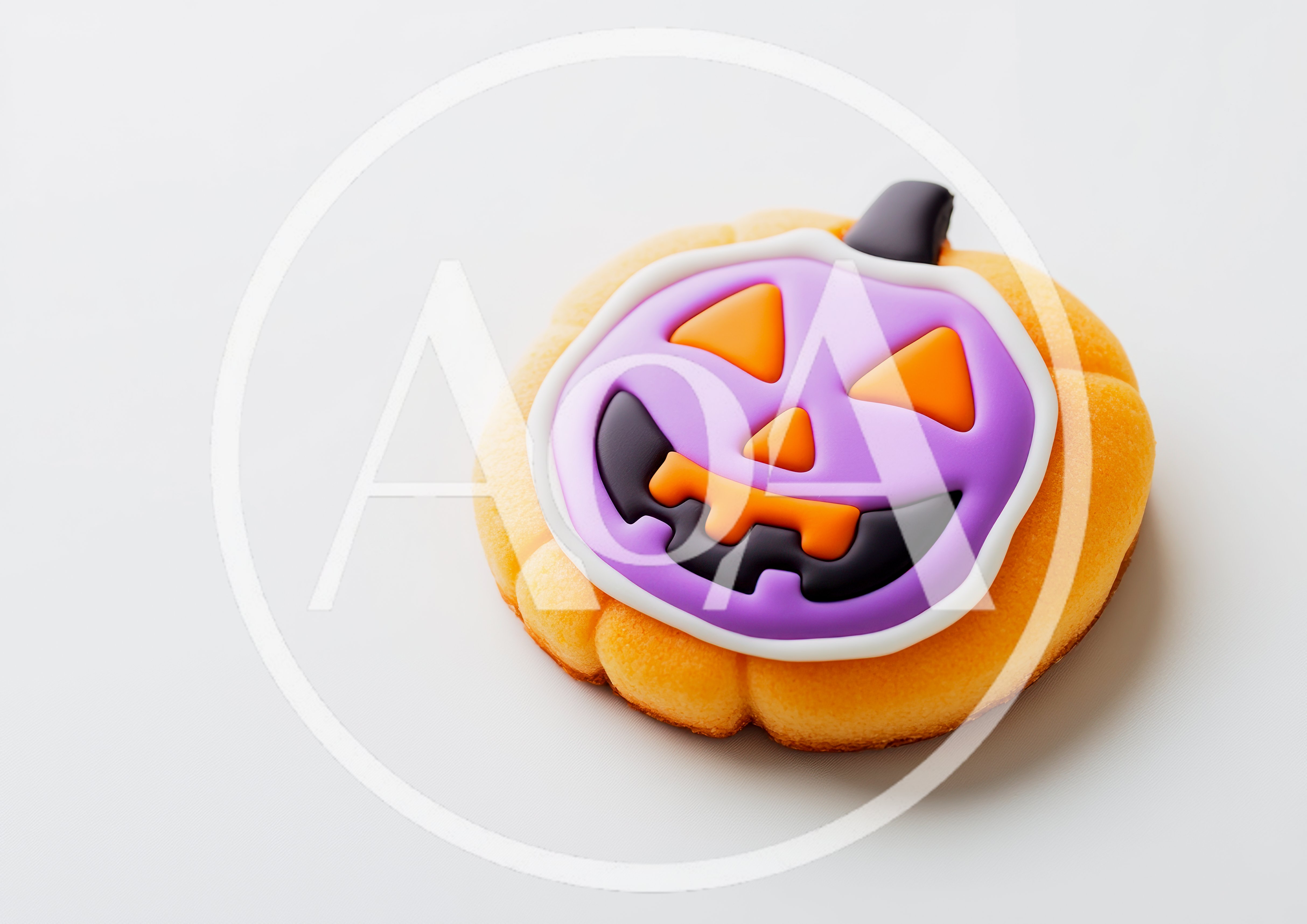 Halloween Pumpkin Cookie With Purple Icing