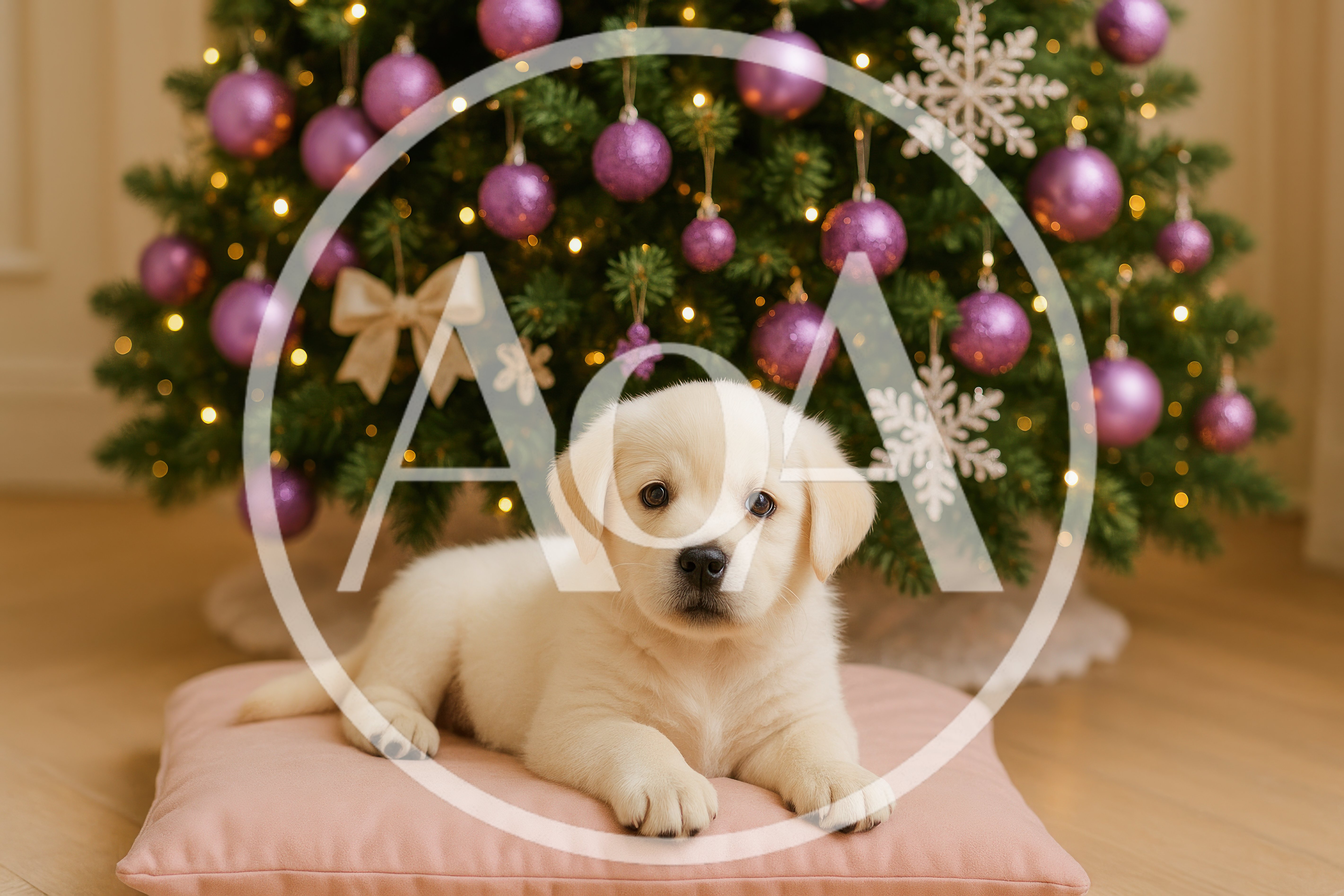 Adorable Labrador Puppy Resting On A Pink Pillow