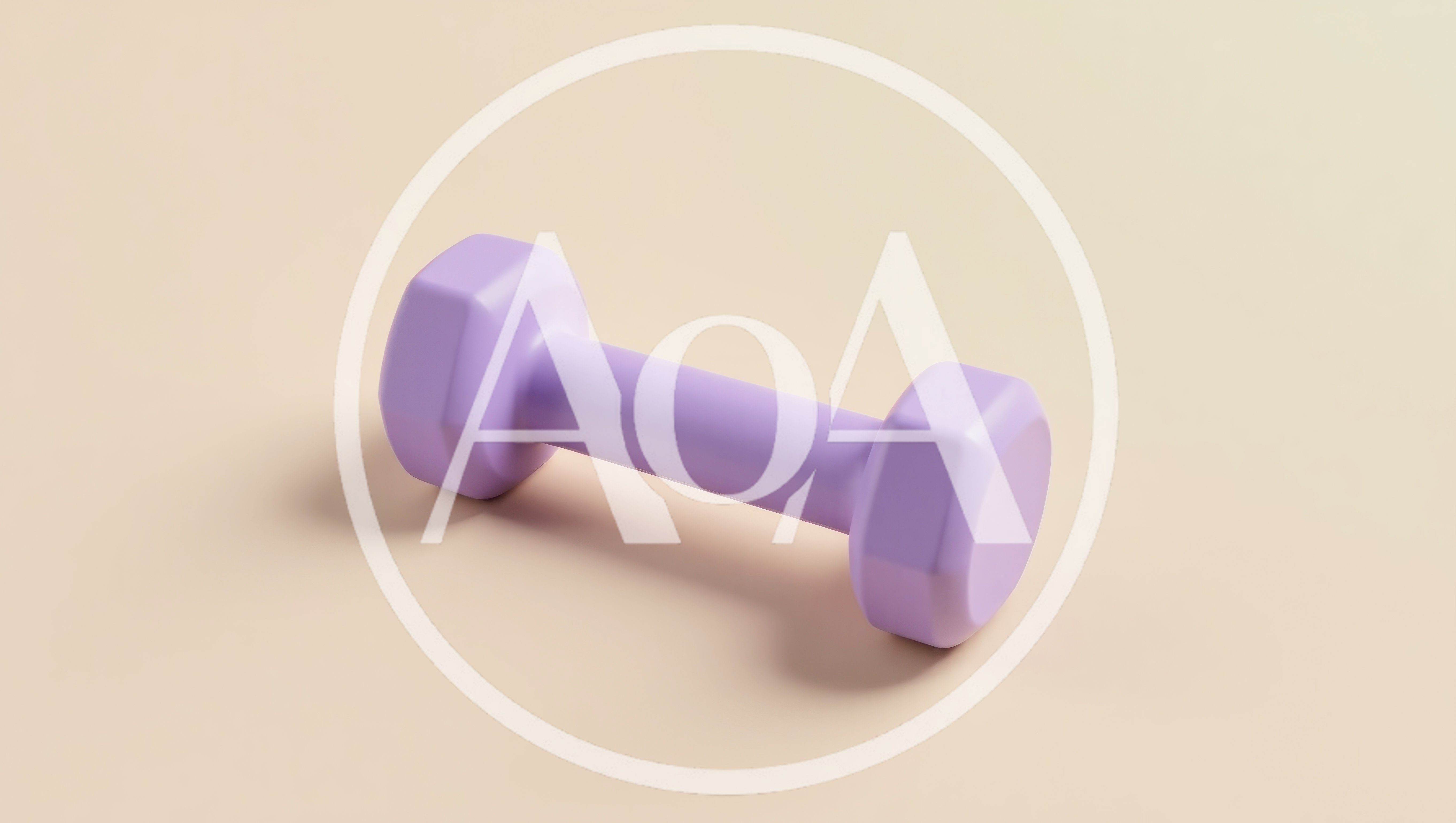 Single Purple Dumbbell On A Soft Beige Background