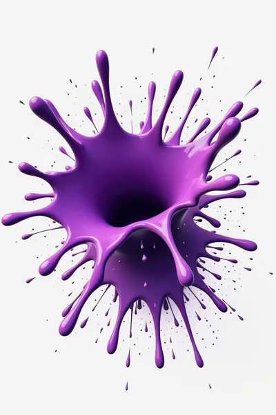 Purple Paint Splash Explosion Isolated On White Background