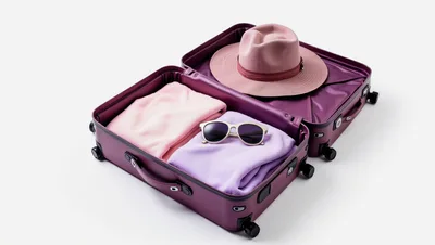 Open Suitcase Packed With Clothing And Accessories