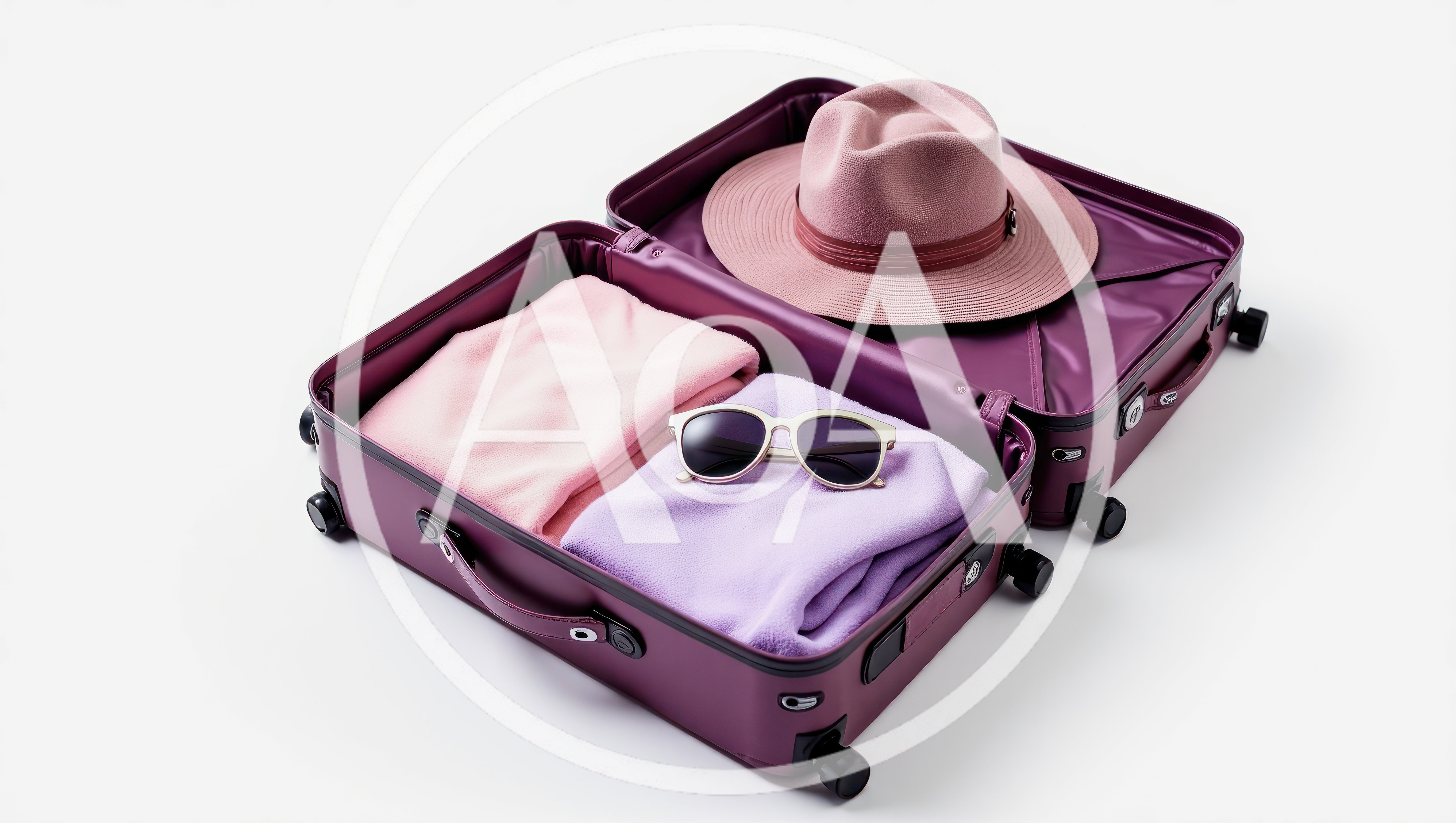 Open Suitcase Packed With Clothing And Accessories