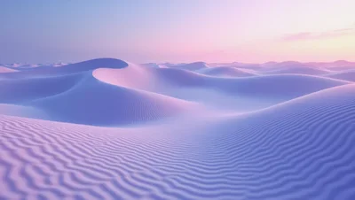 Vast Surreal Sand Dunes Under Pastel Sunset Sky