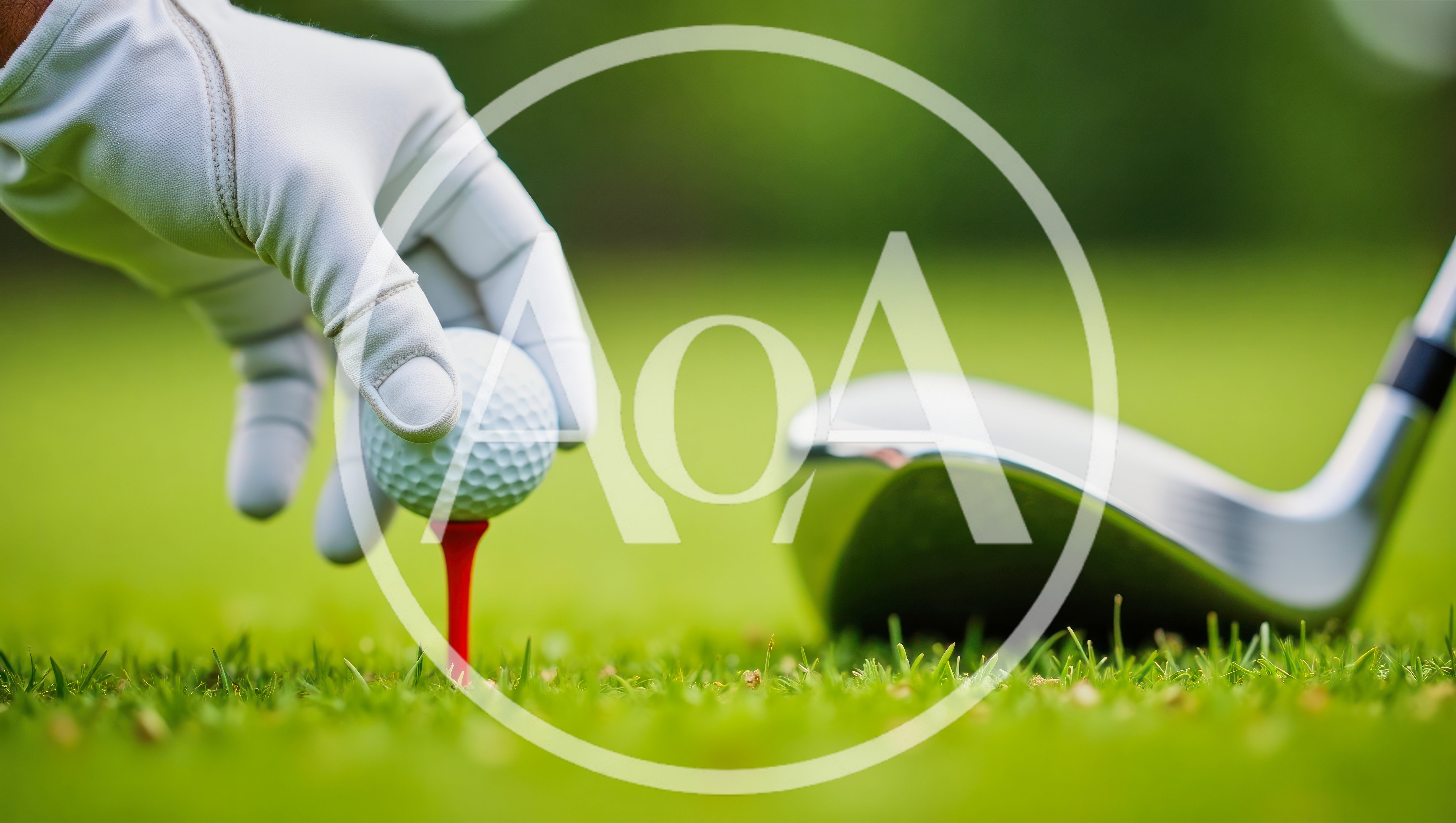 Golfer Placing A Golf Ball On A Red Tee