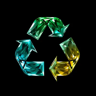 Crystal Recycle Symbol With Gradient Gemstone Texture