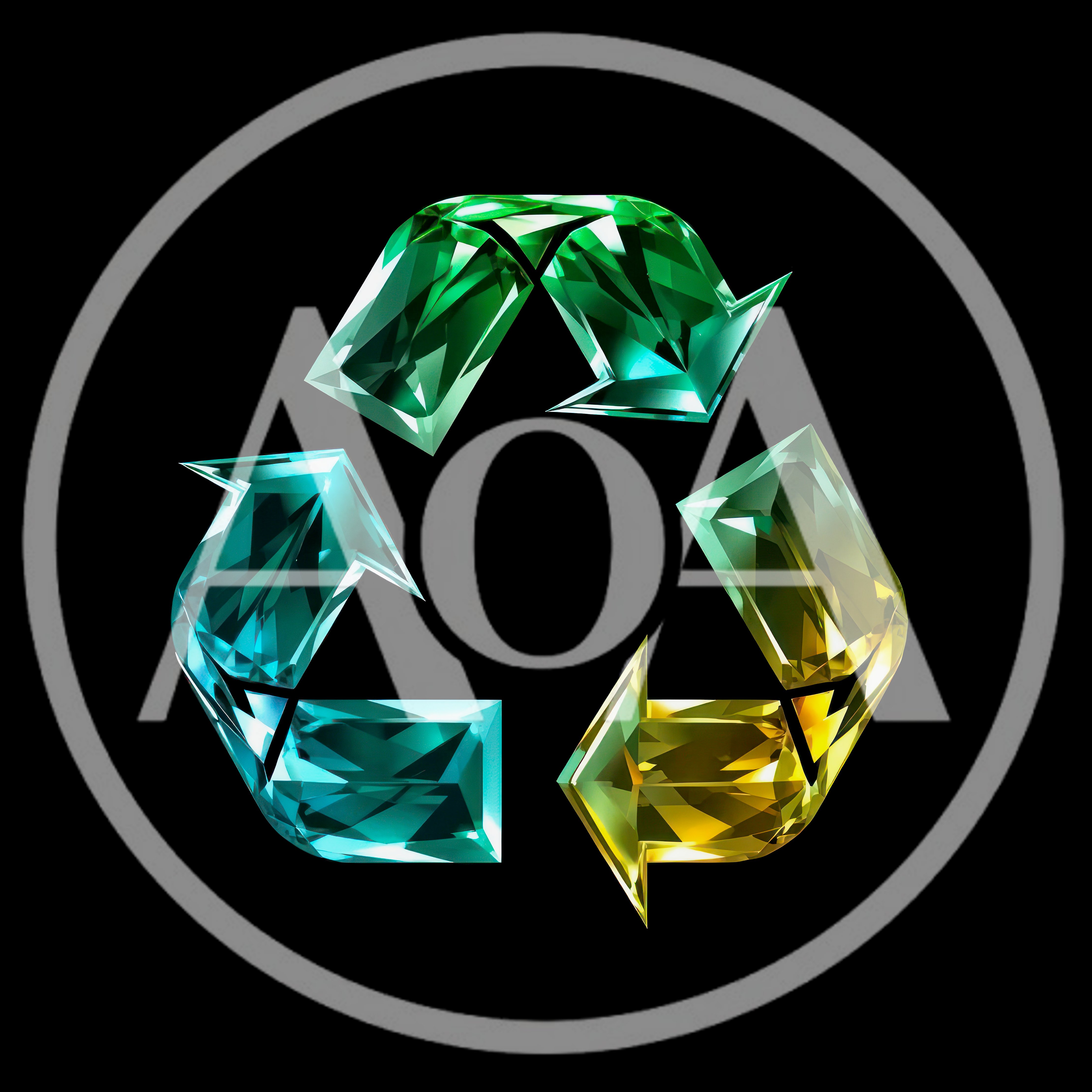 Crystal Recycle Symbol With Gradient Gemstone Texture