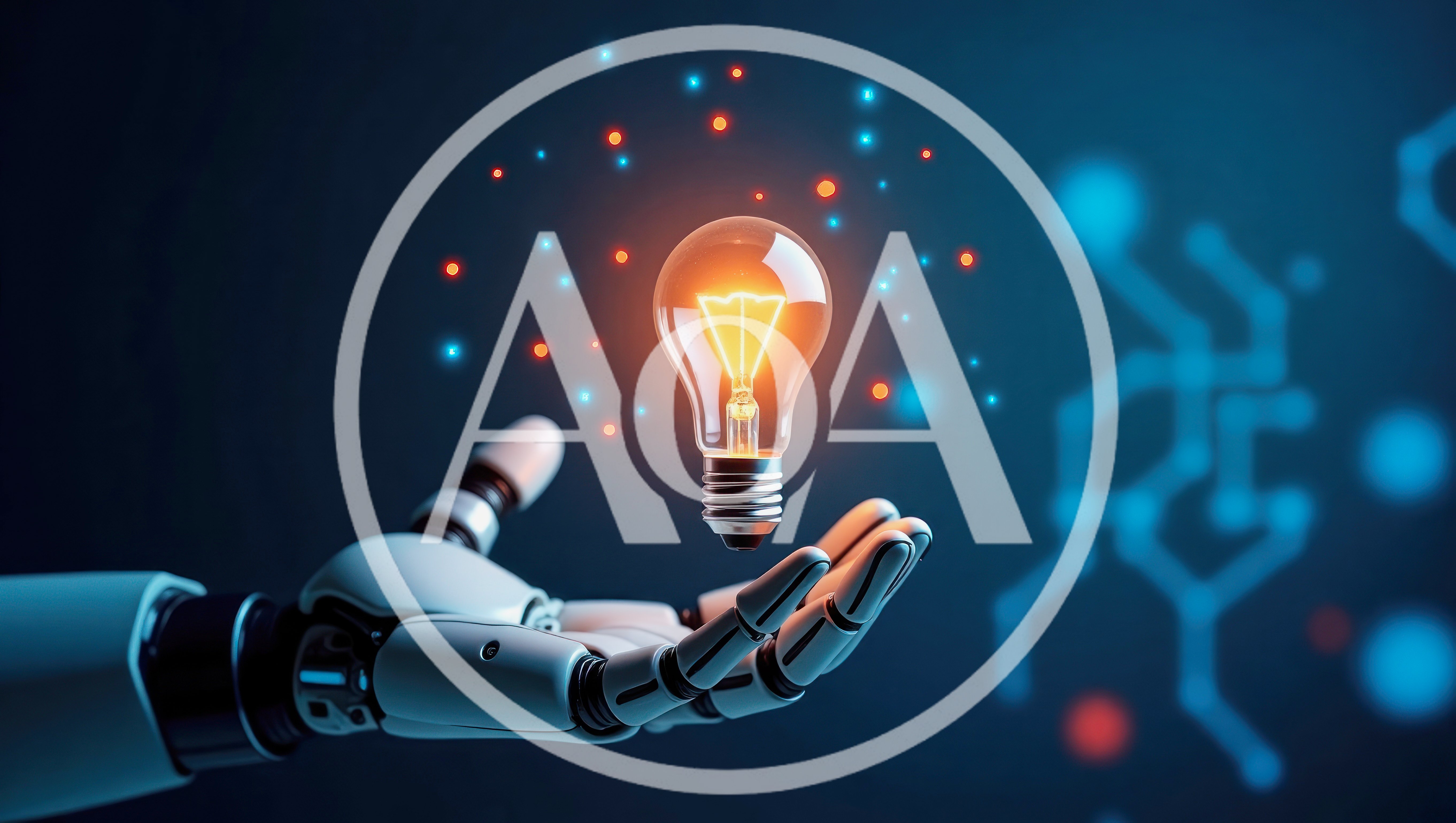 Robotic Hand Holding A Glowing Light Bulb