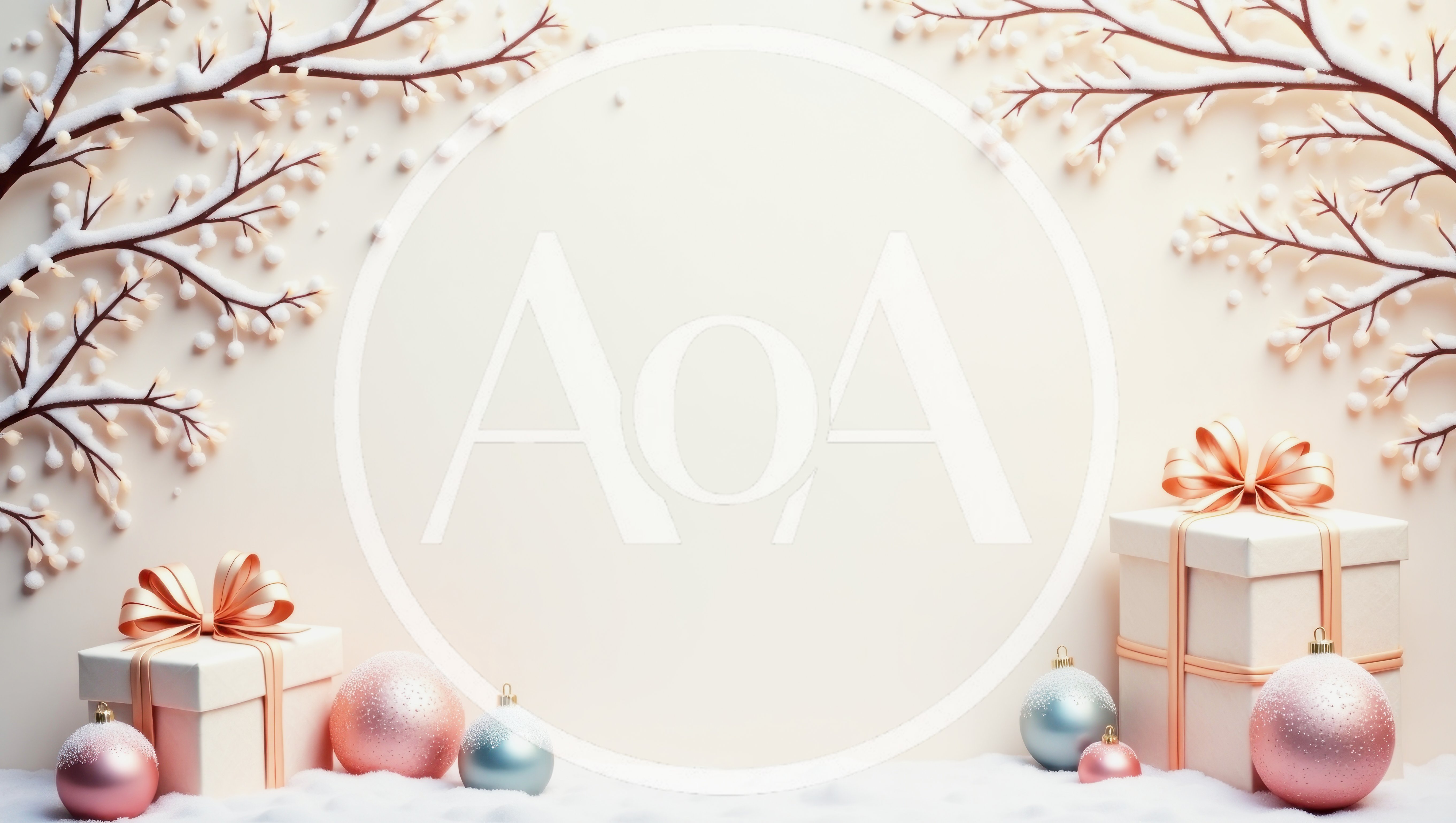 Christmas Gift Boxes and Ornaments on Snowy Background