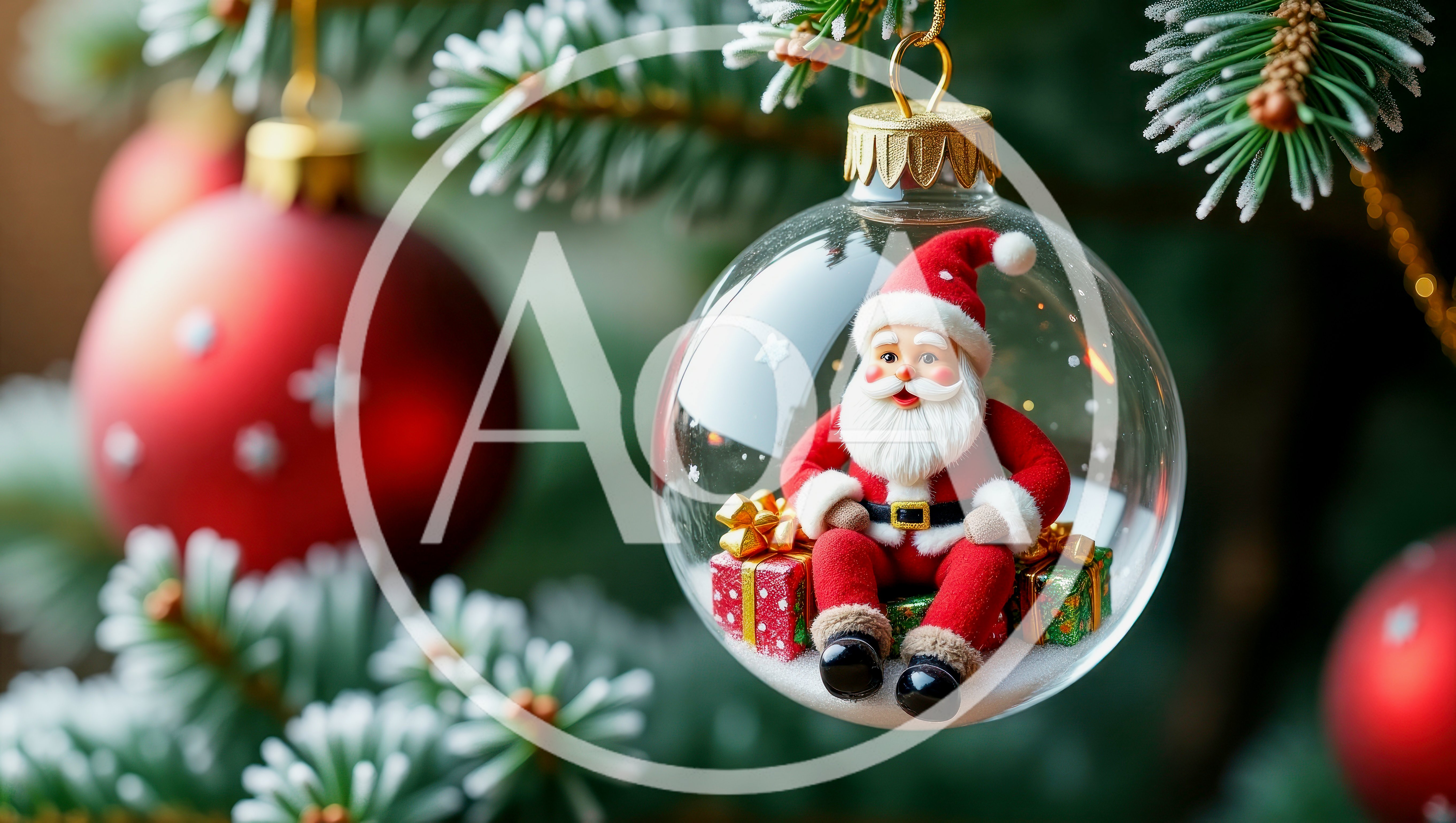 Santa Claus Figurine Inside A Clear Christmas Ornament