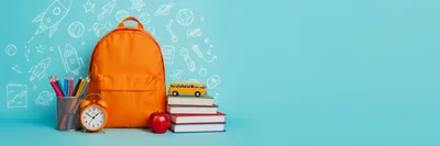 Back to School Supplies with Backpack and Books