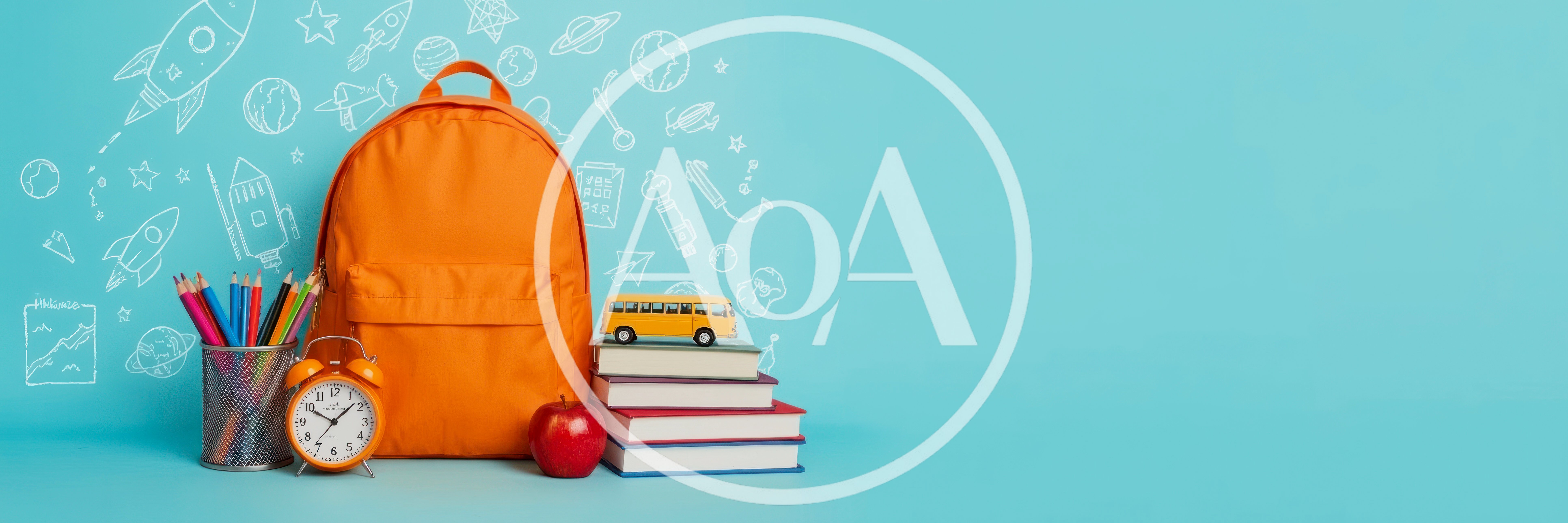 Back to School Supplies with Backpack and Books