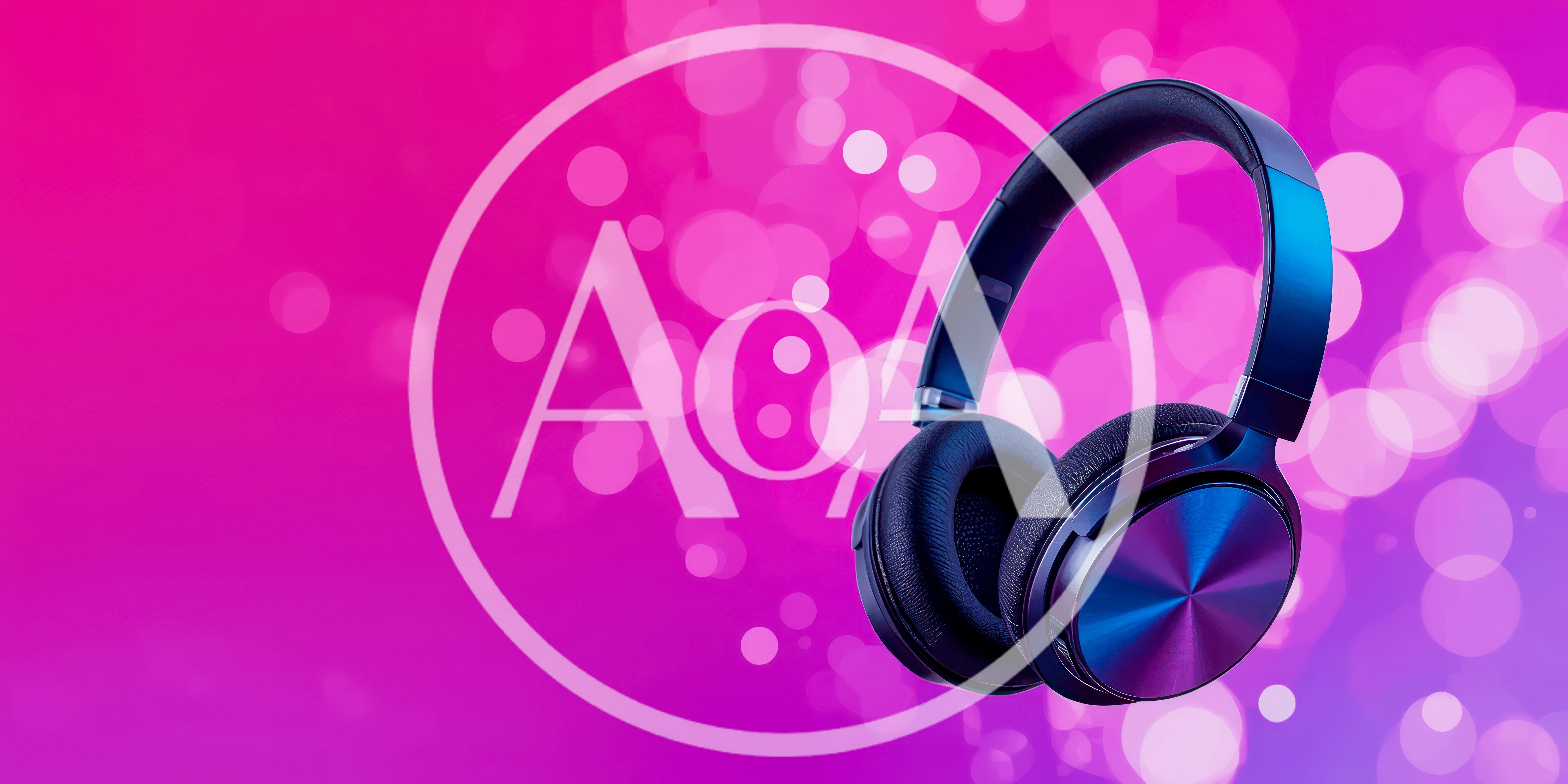 Modern Wireless Headphones Against A Vibrant Pink Bokeh Background