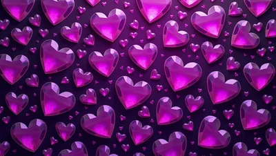 Abstract Background With Floating Shiny Purple Hearts