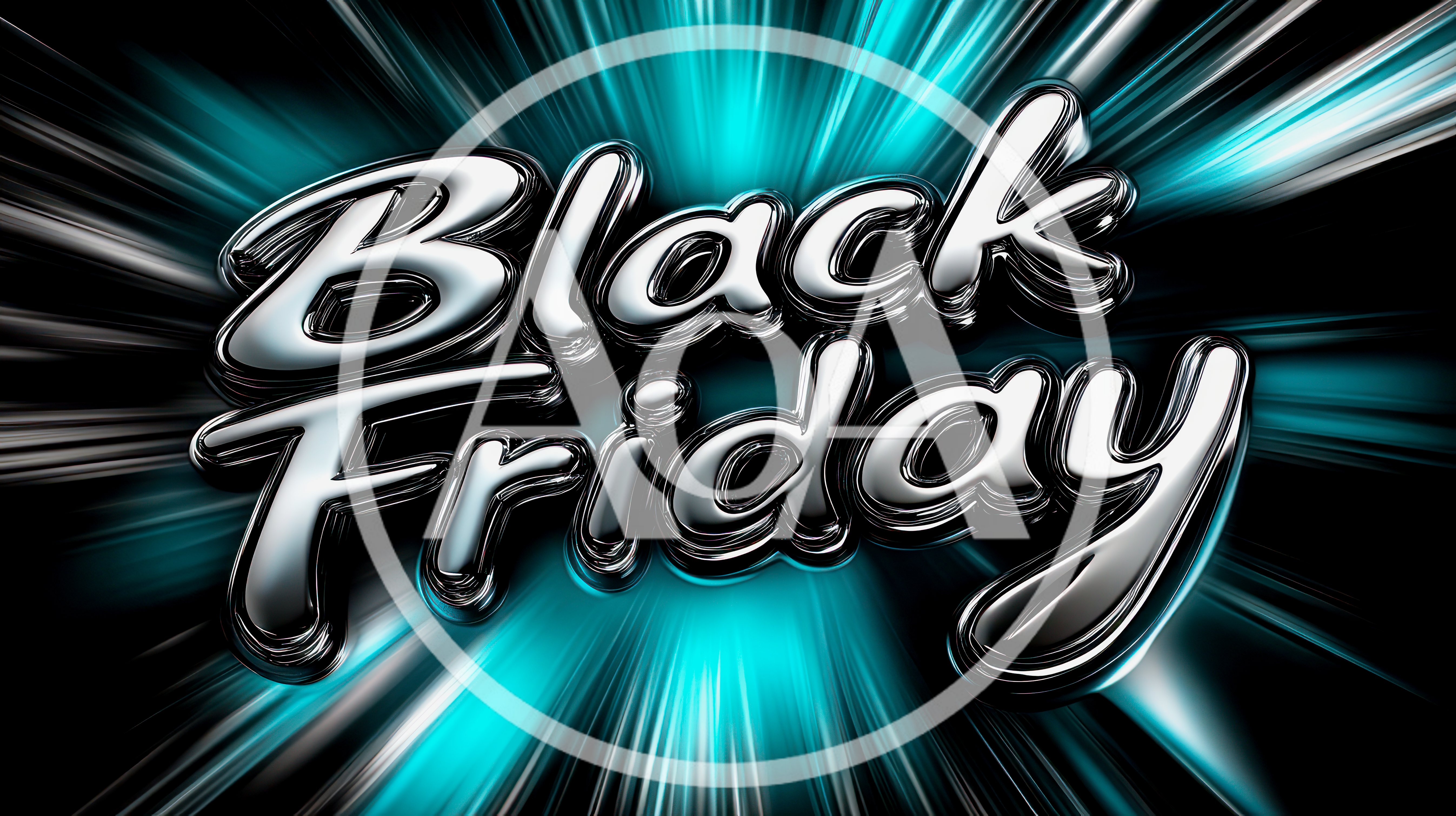 Black Friday Metallic Text Animation With Cyan Light Rays