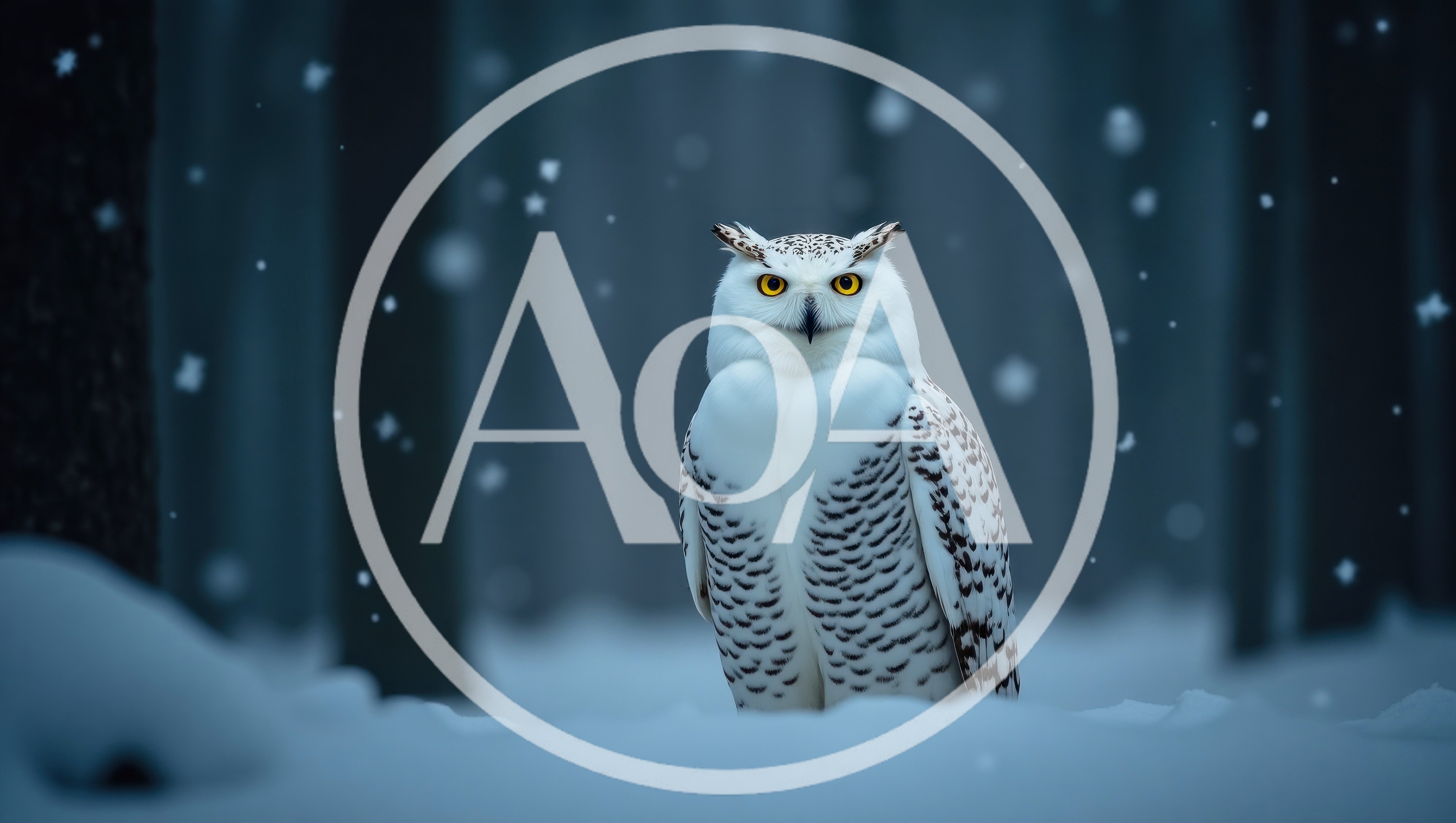 Snowy Owl Perched In A Winter Forest