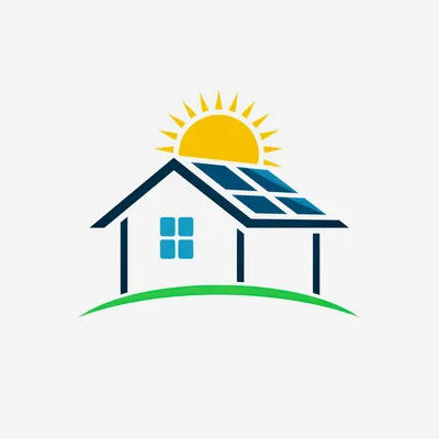 Minimalist Solar Powered House Logo Design