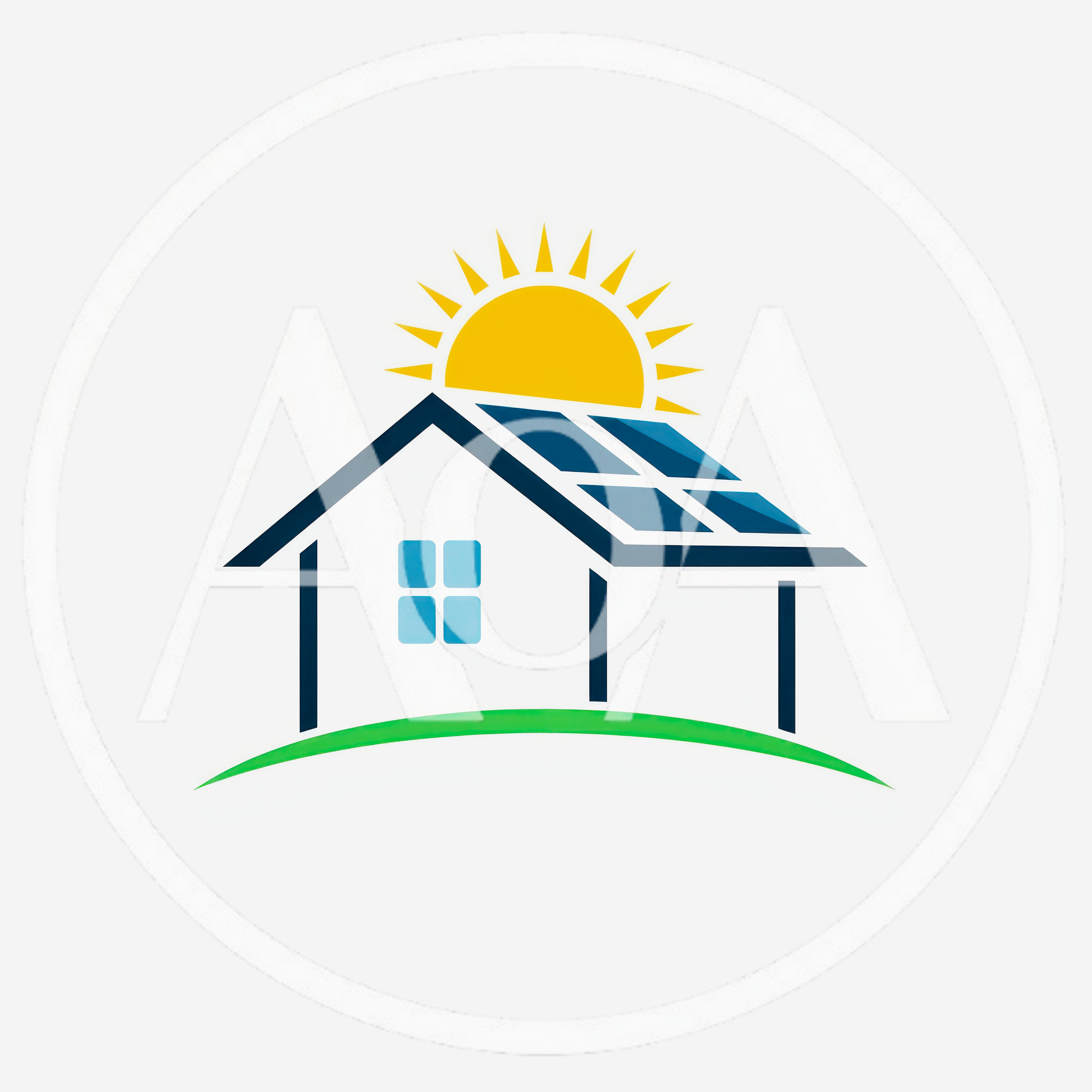 Minimalist Solar Powered House Logo Design