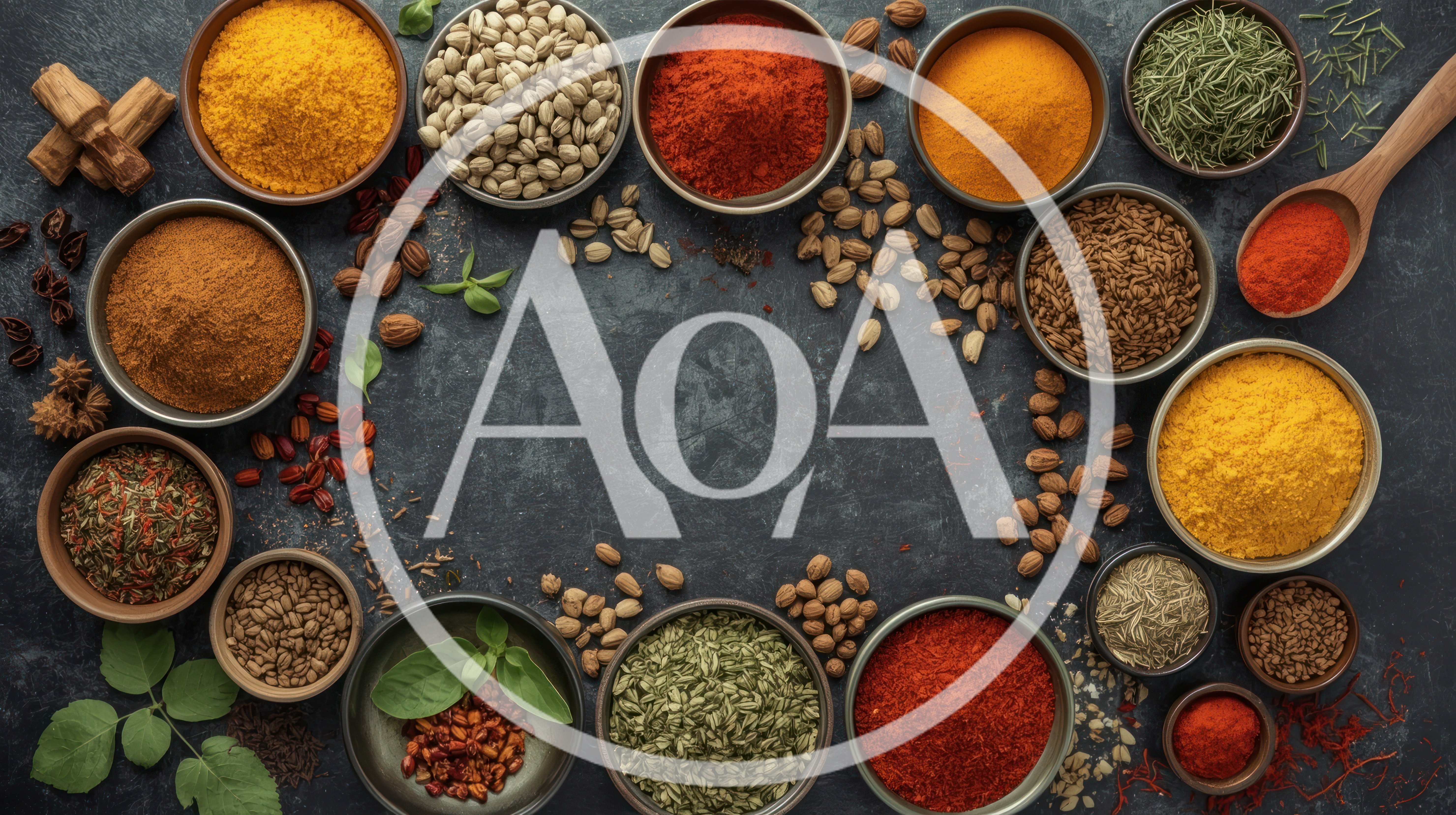Assorted Spices And Herbs In Bowls