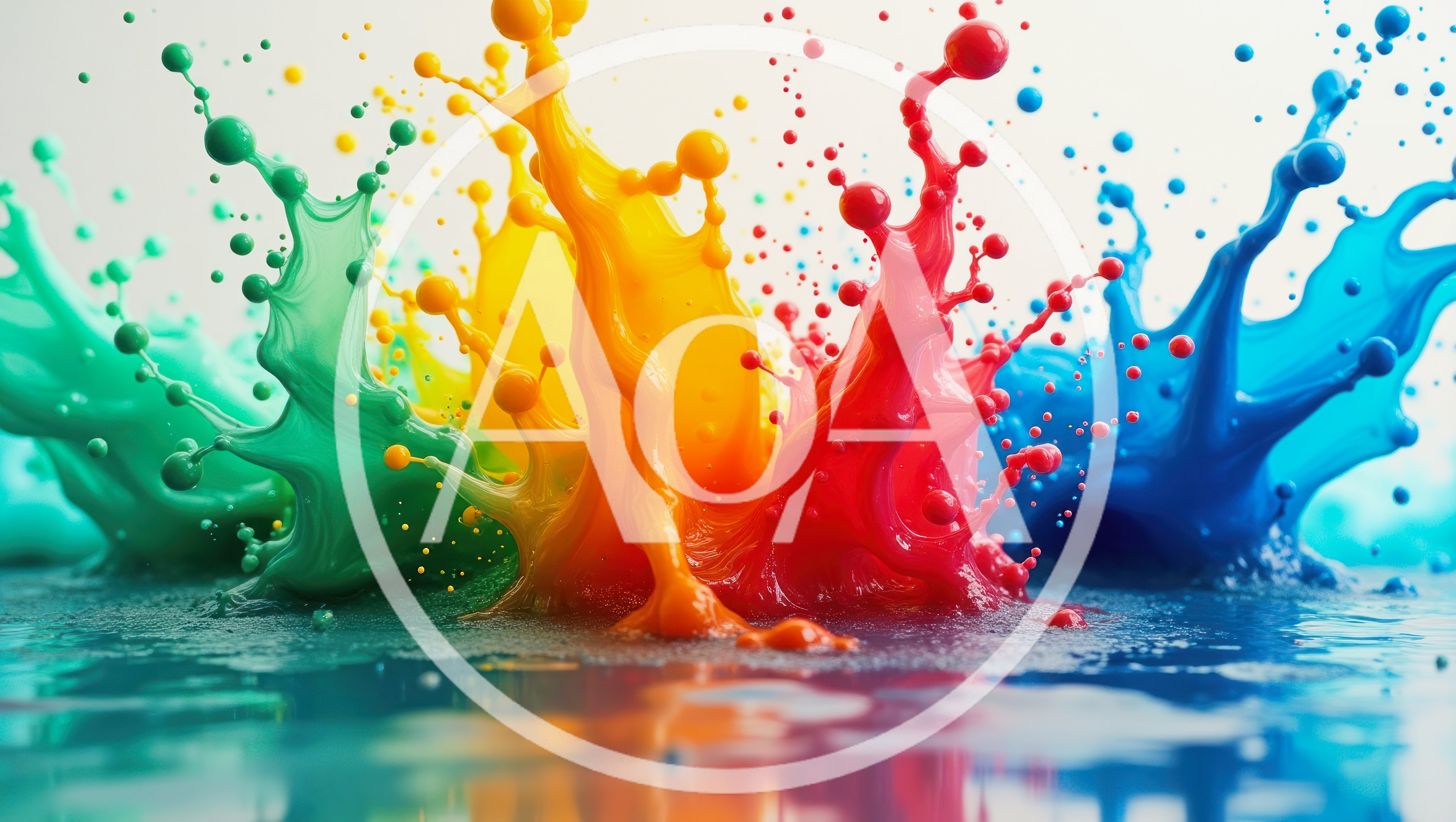 Vibrant Multi Colored Paint Splashes On White Background