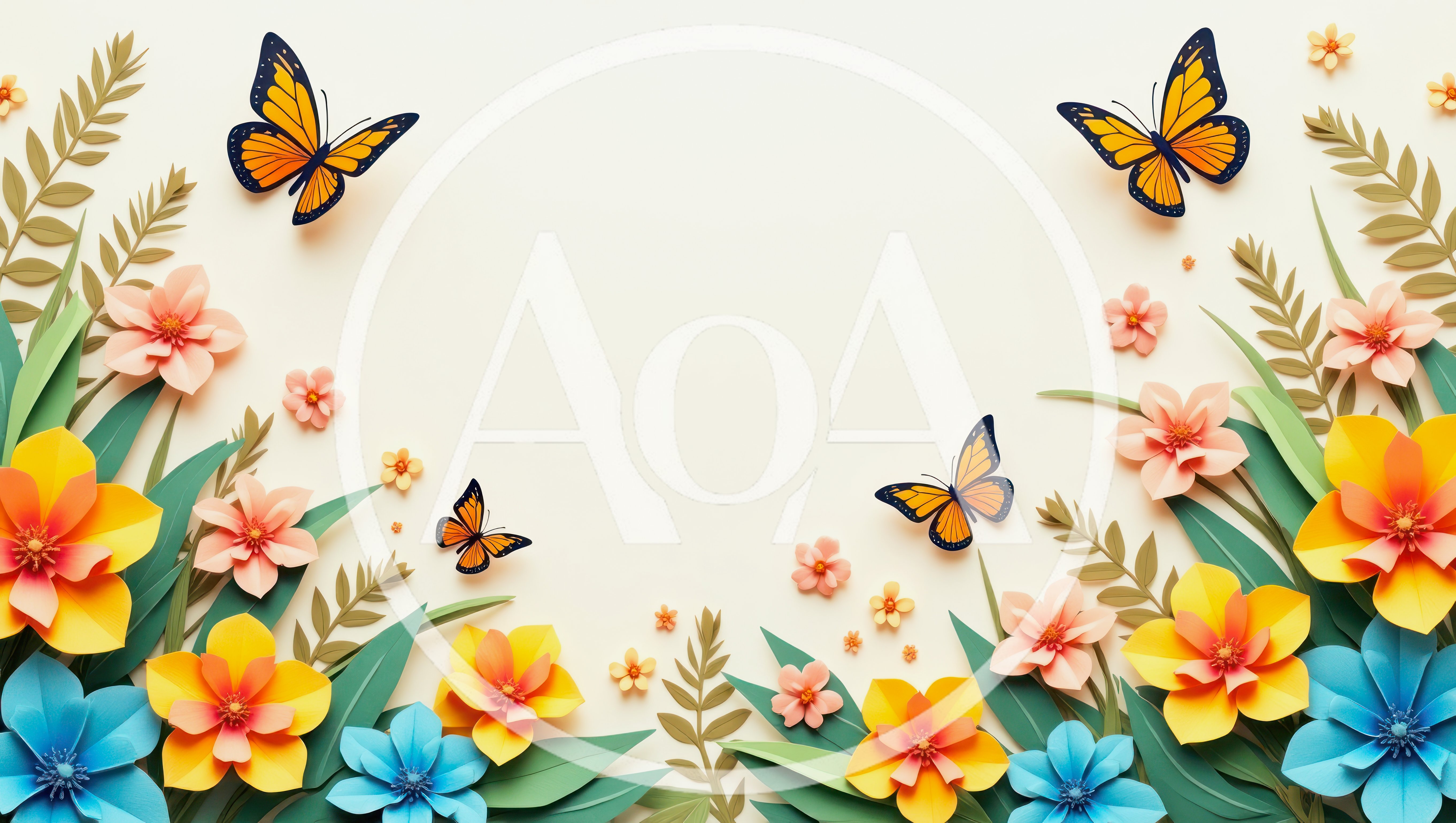 Paper Craft Floral Border With Butterflies