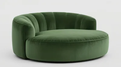 Modern Green Velvet Round Lounge Chair