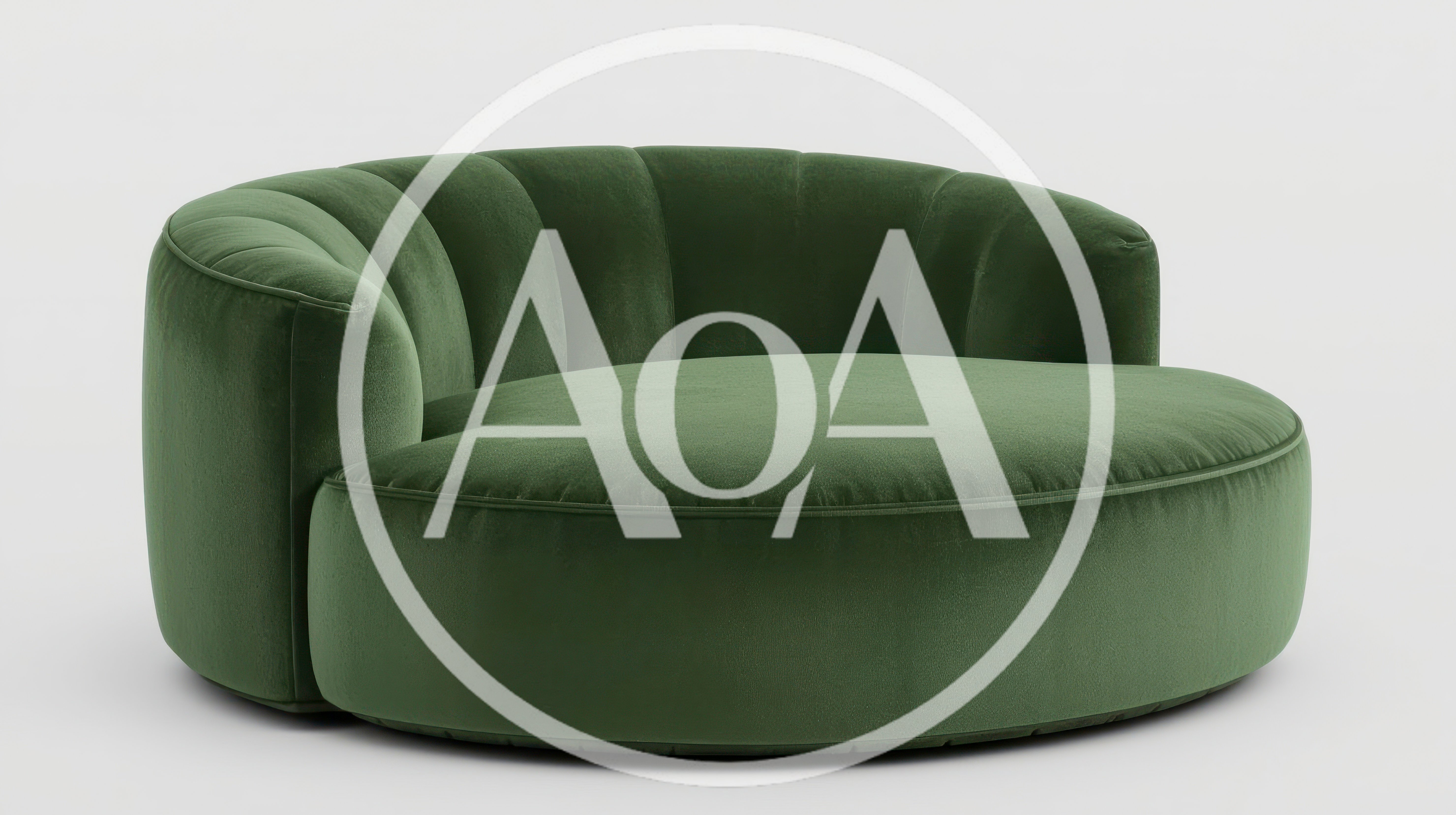 Modern Green Velvet Round Lounge Chair