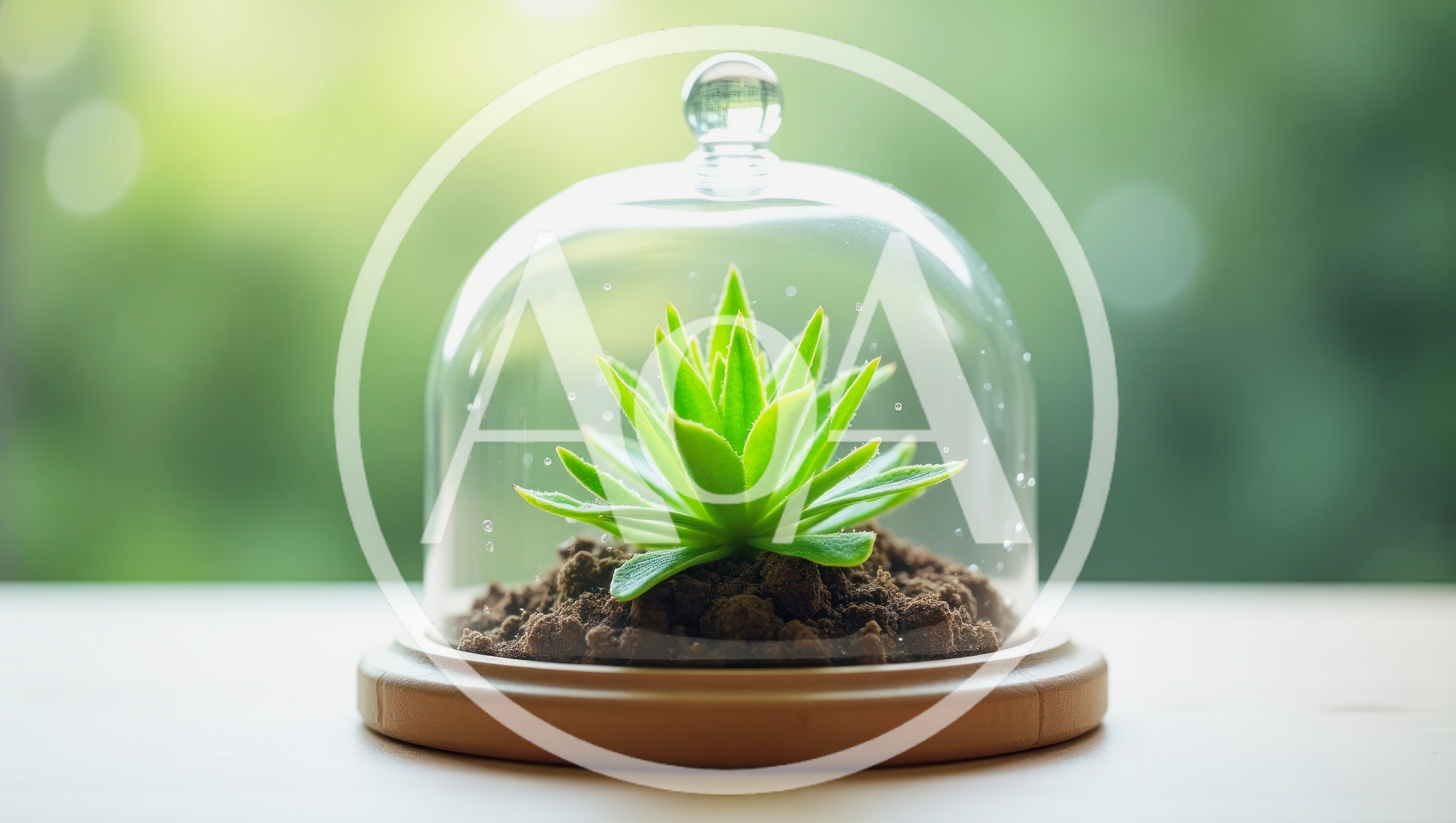 Small Succulent Plant Under A Glass Cloche