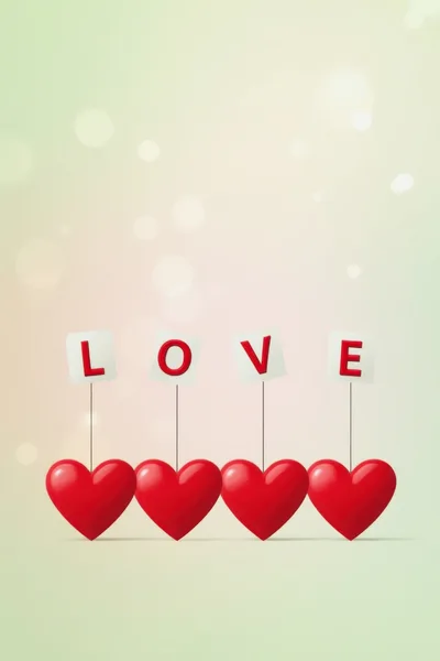 Red Hearts With Love Letters On A Soft Background