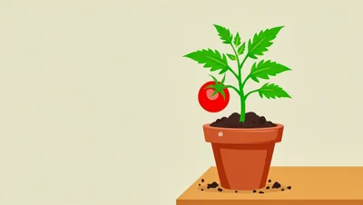 Small Tomato Plant Growing In A Clay Pot