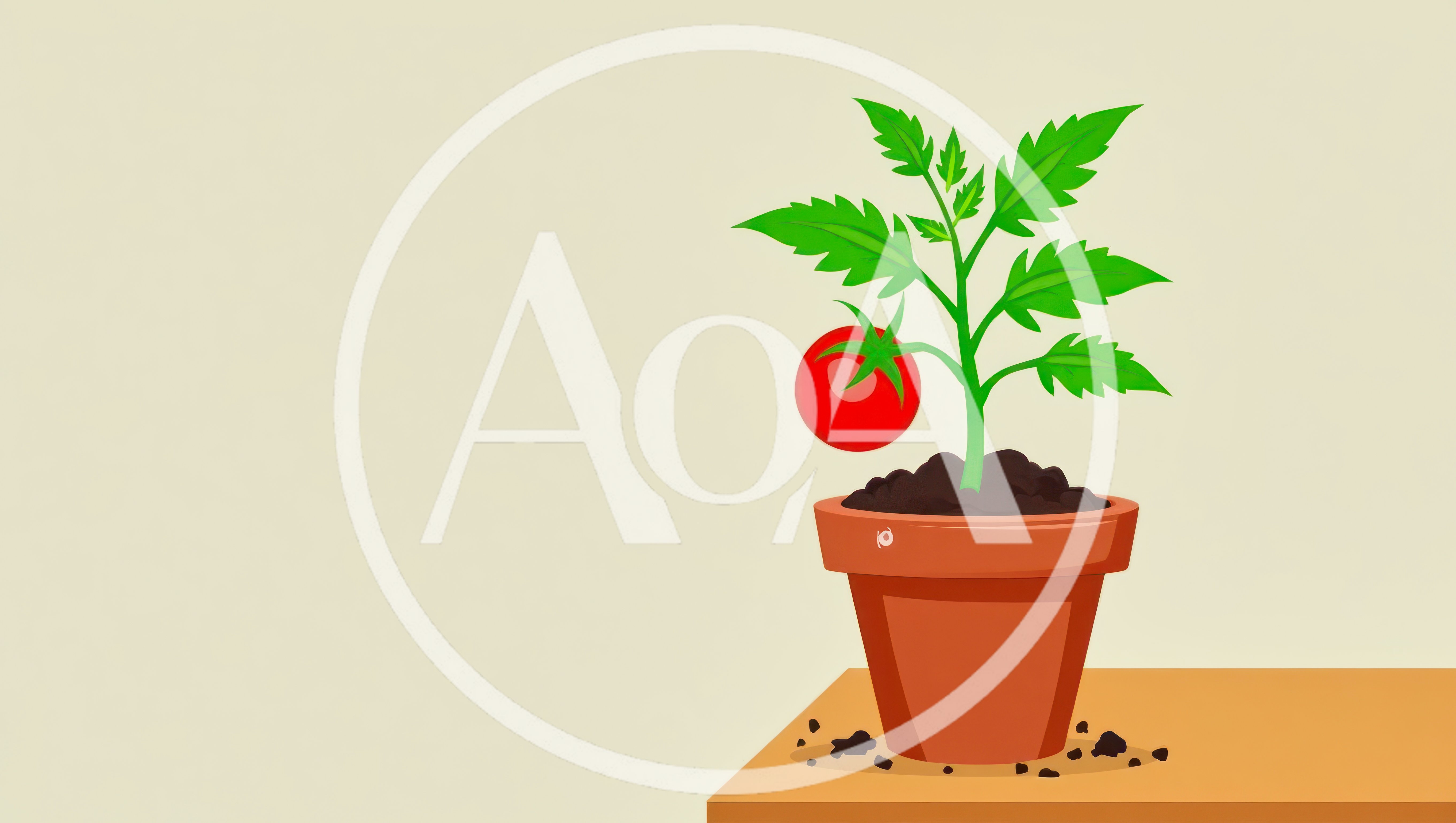Small Tomato Plant Growing In A Clay Pot