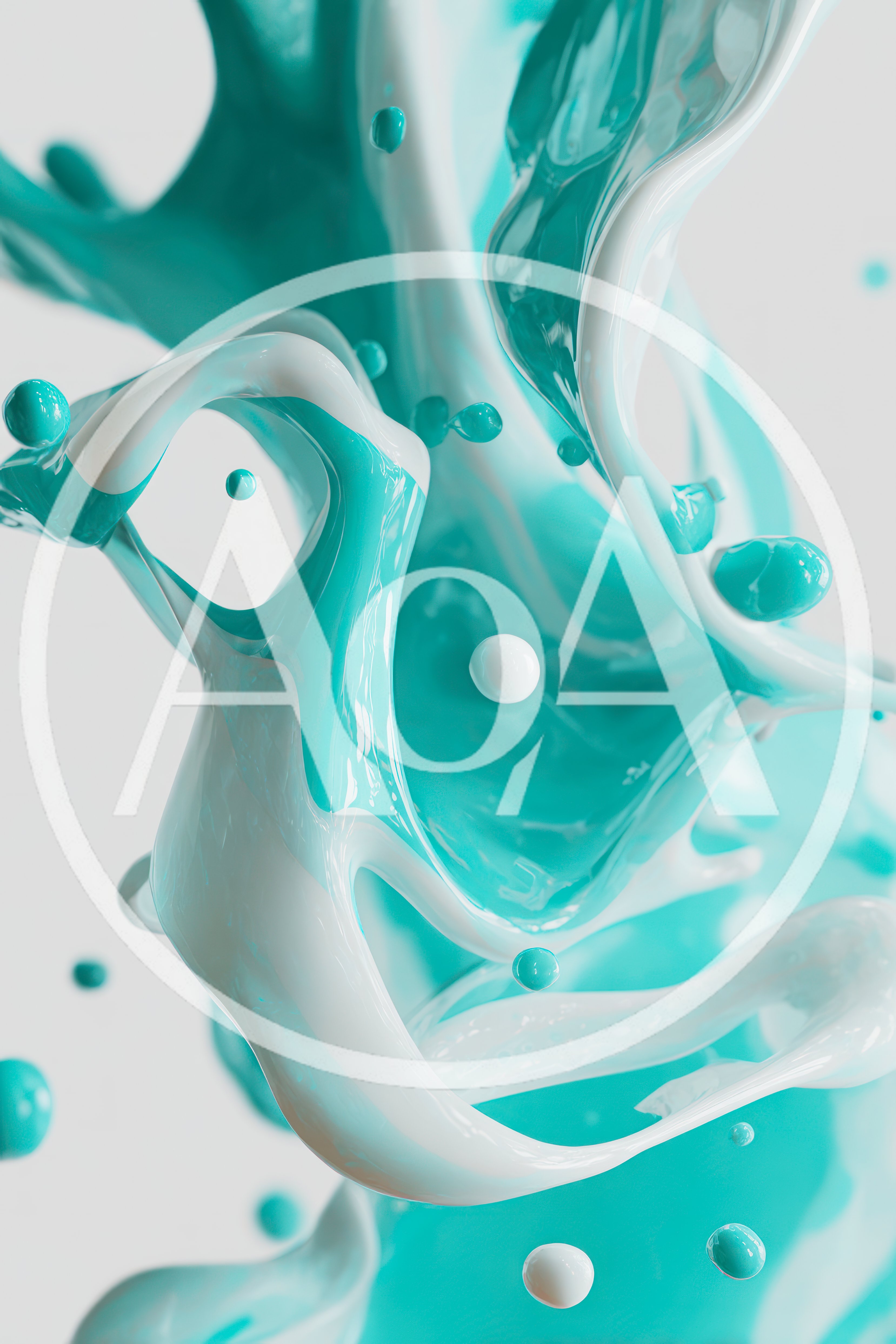 Abstract Teal and White Liquid Paint Splash