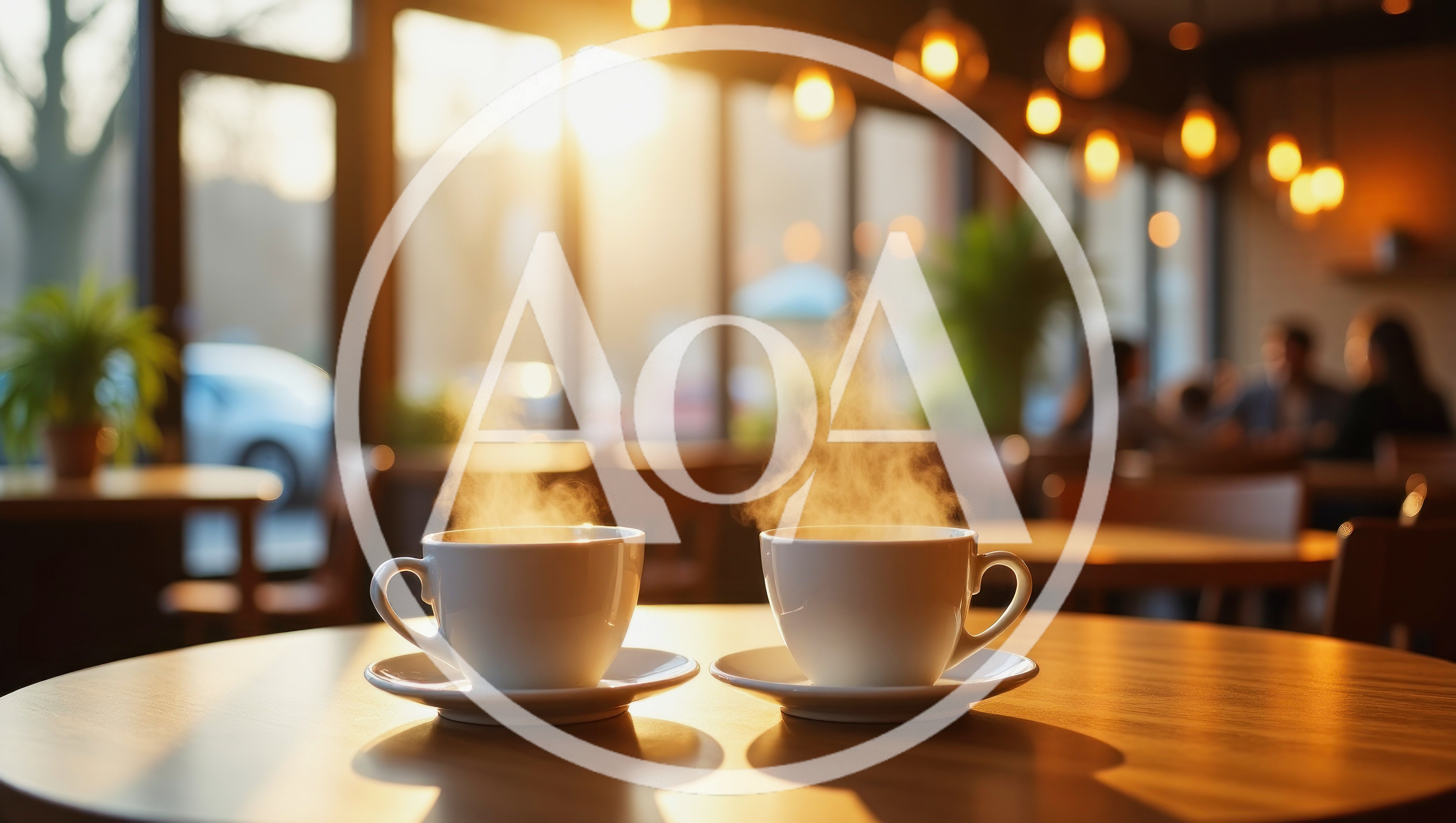 Two Steaming Coffee Cups On A Cafe Table