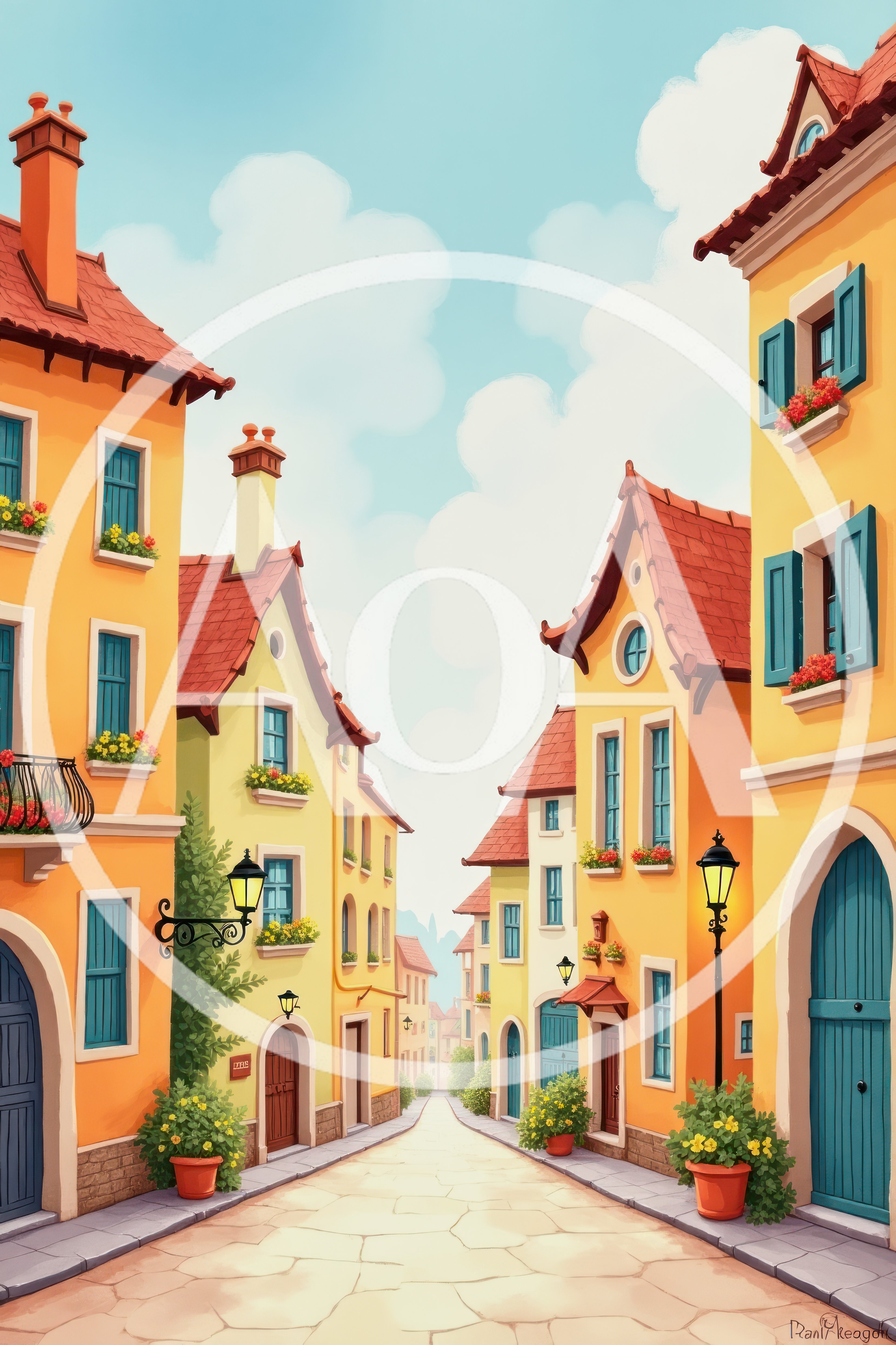 Charming European Street Scene With Colorful Buildings