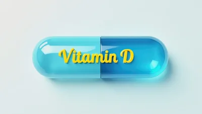 3D Rendered Vitamin D Capsule Pill