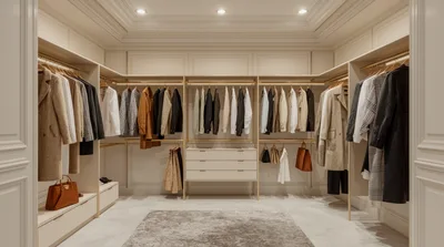 Modern Walk In Closet With Organized Clothing