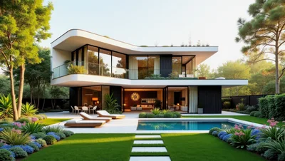 Modern Luxury Villa With Swimming Pool And Landscaped Garden