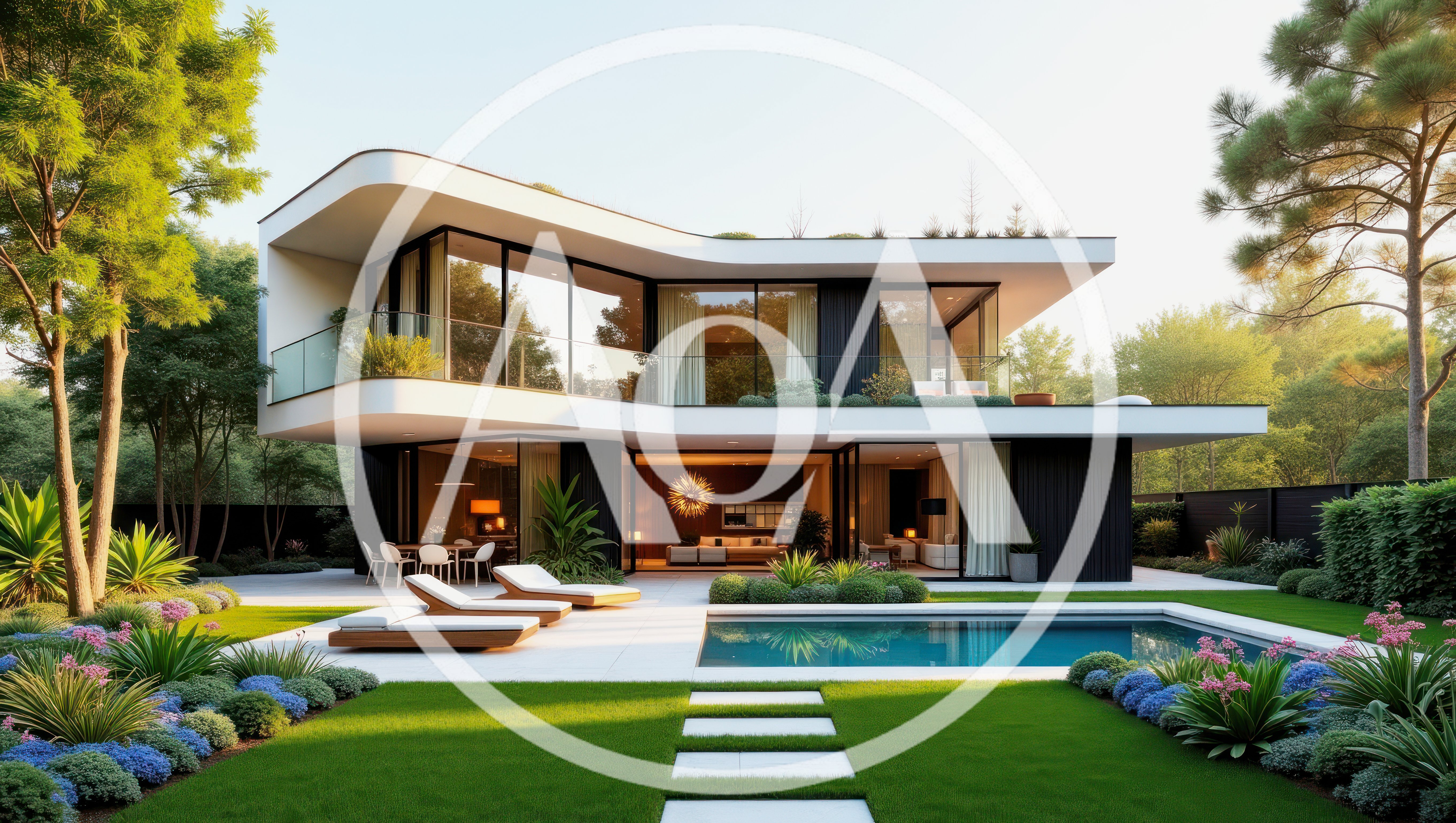 Modern Luxury Villa With Swimming Pool And Landscaped Garden