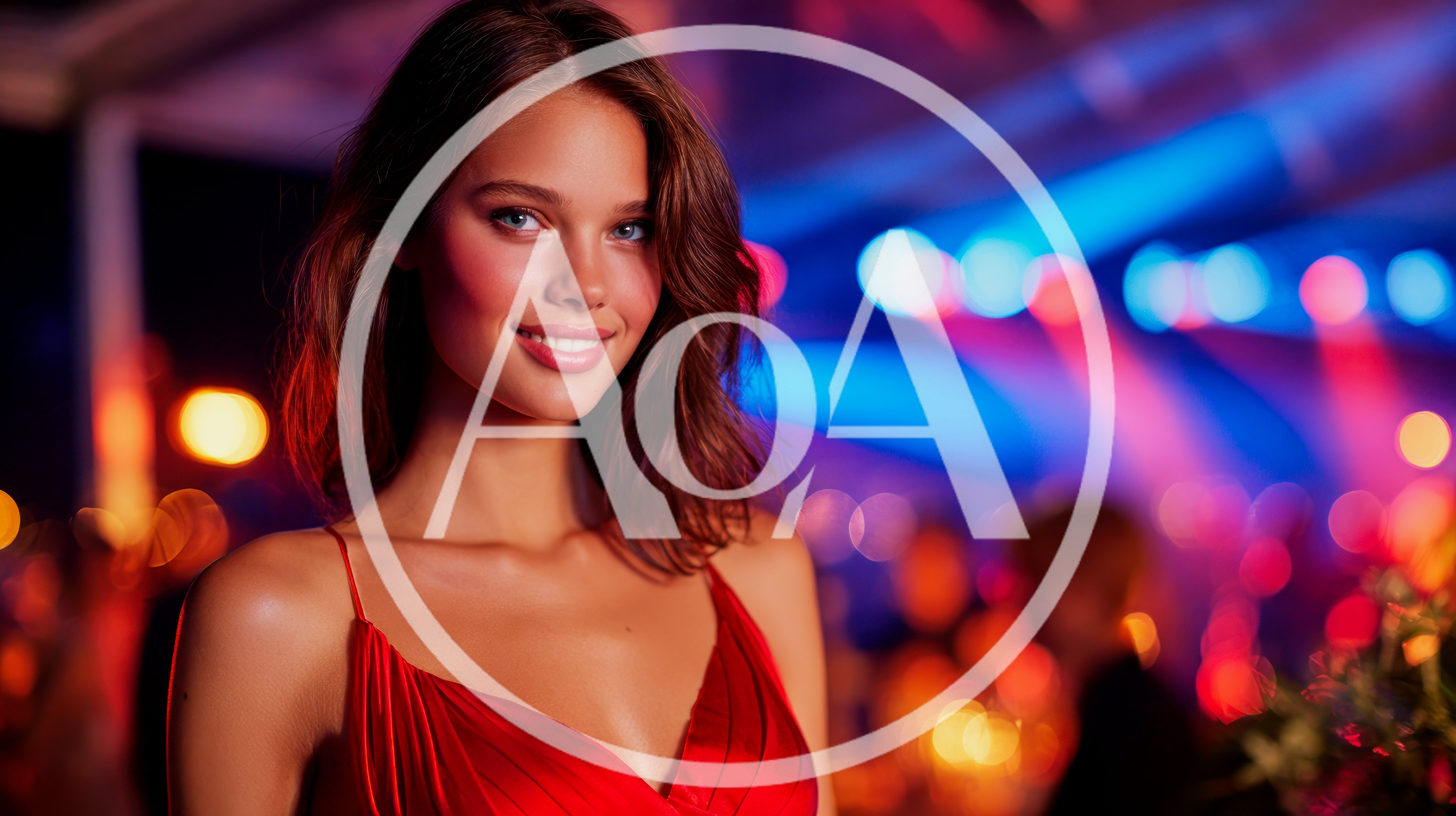 Beautiful Young Woman Smiling At A Nightclub Event