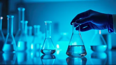 Scientist Holding Erlenmeyer Flask In Laboratory