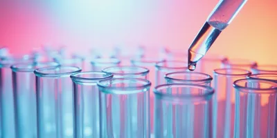 Laboratory Dropper Dispensing Liquid Into Glass Test Tube